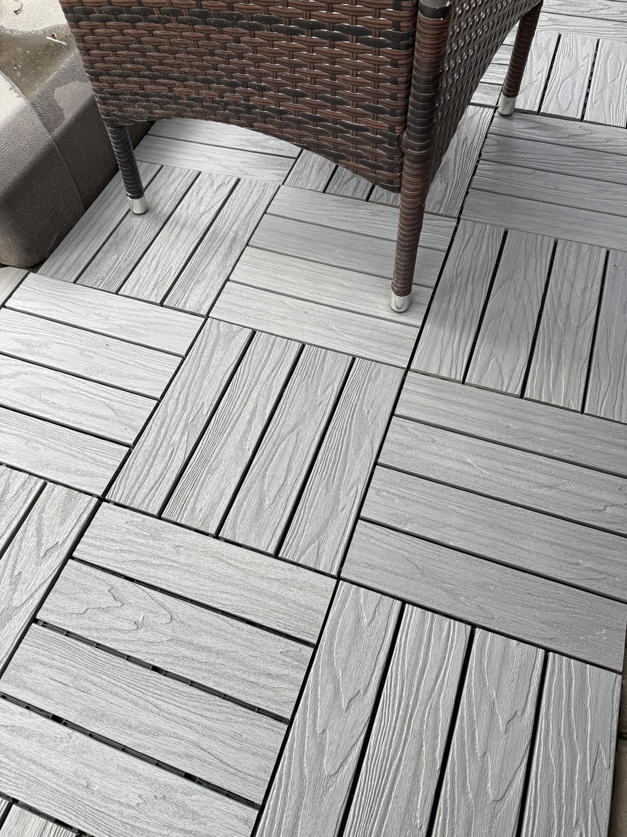 Composite WPC Decking Tiles-FSC Eco Friendly Outdoor Deck Tiles, All Weather Waterproof Patio Flooring Decking, Easy DIY Deck Tiles Ideal for Patios, Balconies, Rooftops (Star Gray) customer photo 2
