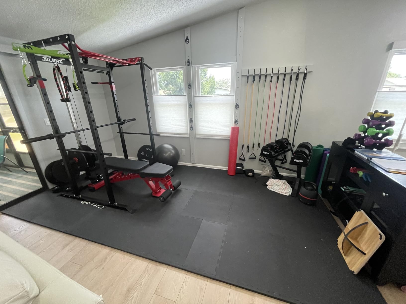 JELENS S11 Power Cage, 2000LB Multi-Function Power Rack with LAT Pulldown, Squat Rack with Adjustable Pulley System and Training Attachments, Weight Rack for Home Gym customer photo 1