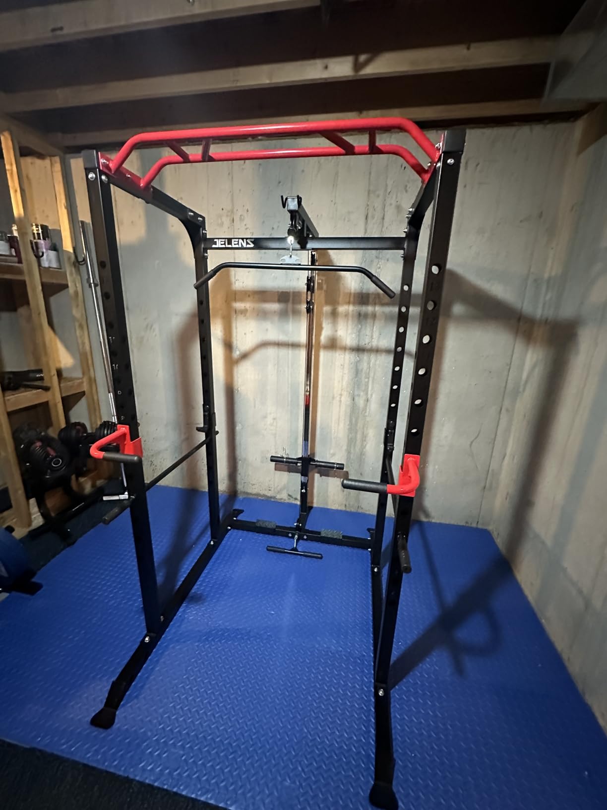 JELENS S11 Power Cage, 2000LB Multi-Function Power Rack with LAT Pulldown, Squat Rack with Adjustable Pulley System and Training Attachments, Weight Rack for Home Gym customer photo 2