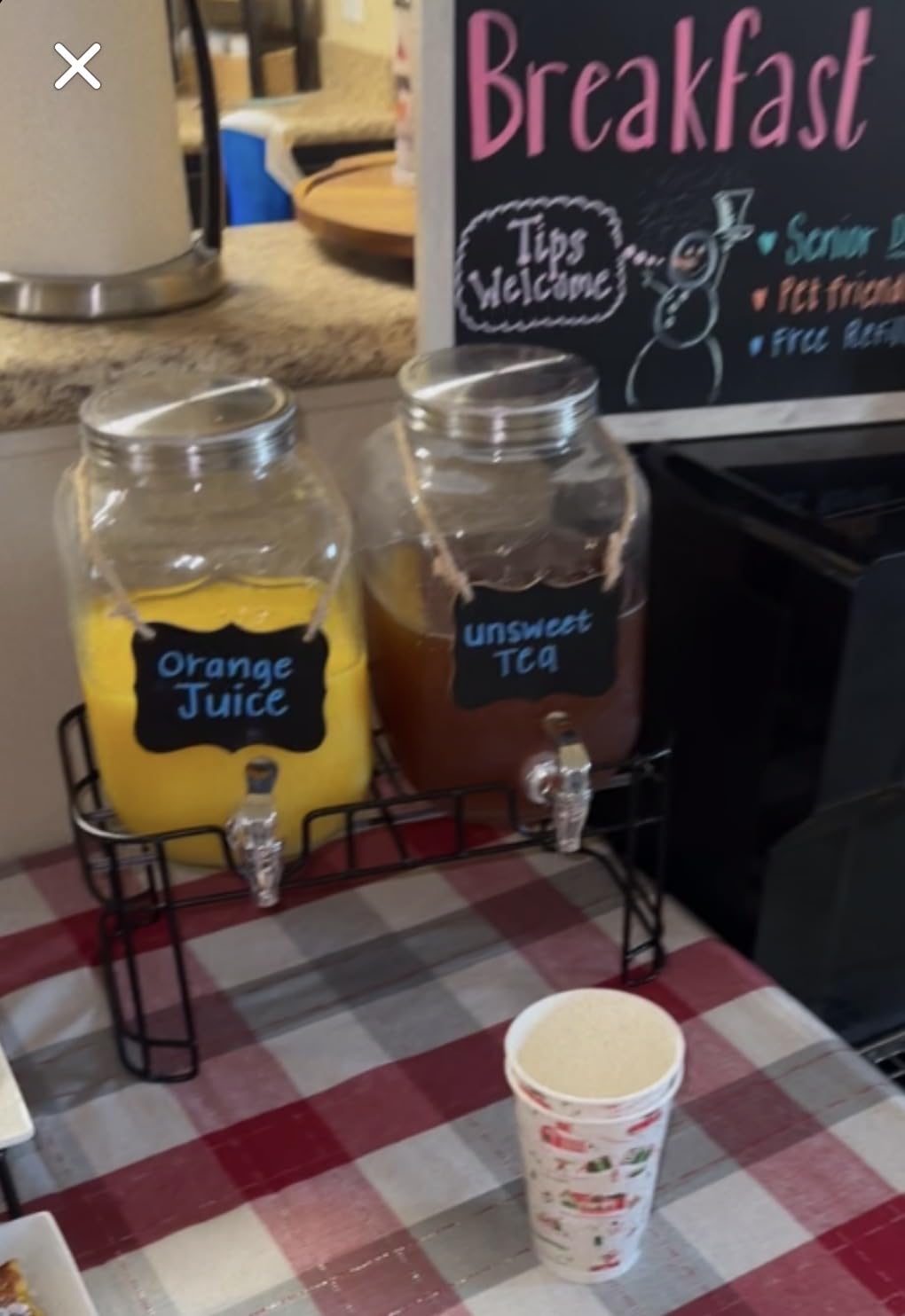 2-Pack 1 Gallon Glass Drink Dispensers for Parties - Leak-Proof Beverage Dispenser with Stand, Spigot, Ice Cylinder & Chalkboard Labels - Perfect for Lemonade, Iced Tea, and Party Drinks customer photo 1