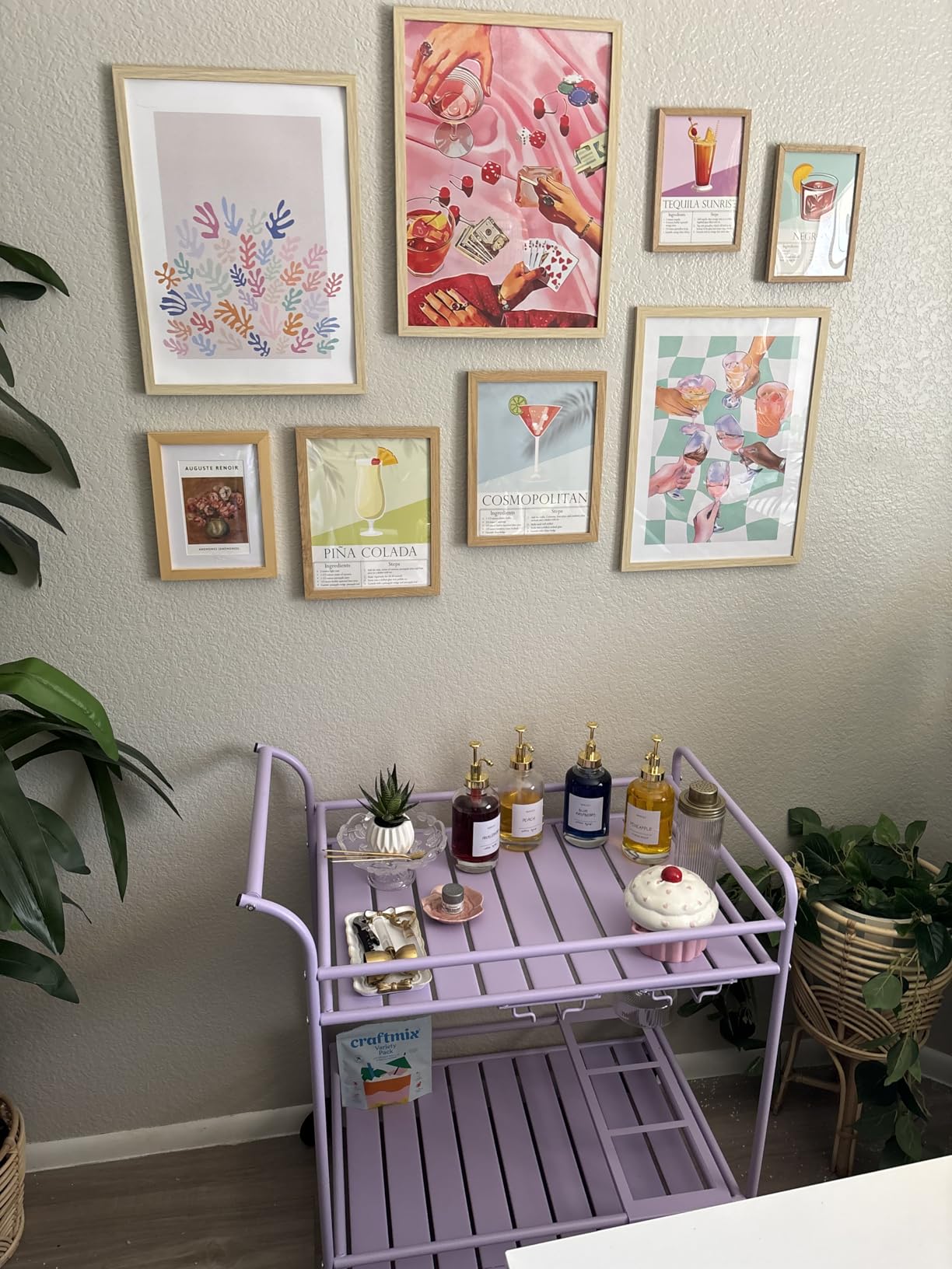 Best Choice Products Rolling Bar Cart, Mobile Home Bar Serving Cart, Serving Station w/ 2 Tier Shelves, Wine Rack, Lockable Wheels - Black customer photo 1