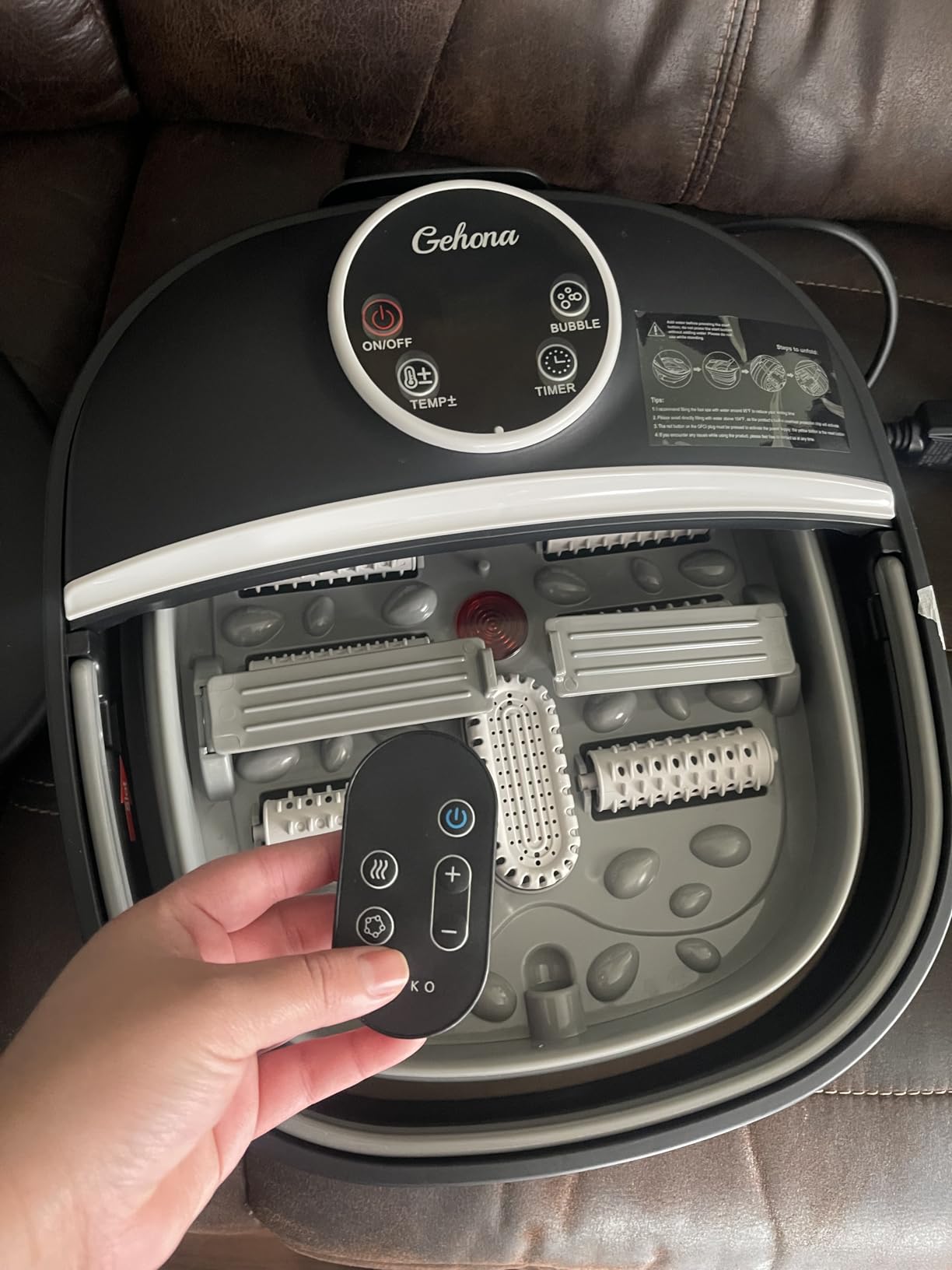 Collapsible Foot Spa Bath with Heat,Foot Massager with Two Side Supports,Leakage Protector,Temperature Control,Bubbles,Red Light,Timer,Feet Spa Tub,Feet Soaker,Gifts (Black) customer photo 1