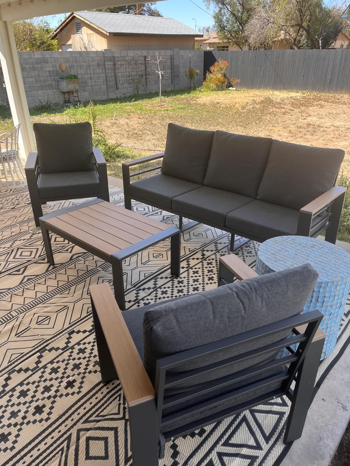 Aoxun Aluminum Outdoor Patio Furniture Set, 5 Seats Outdoor Sectional with Coffee Table, Patio Conversation Sets with Upgraded Armrests and Cushions for Backyard, Garden and Poolside customer photo 2