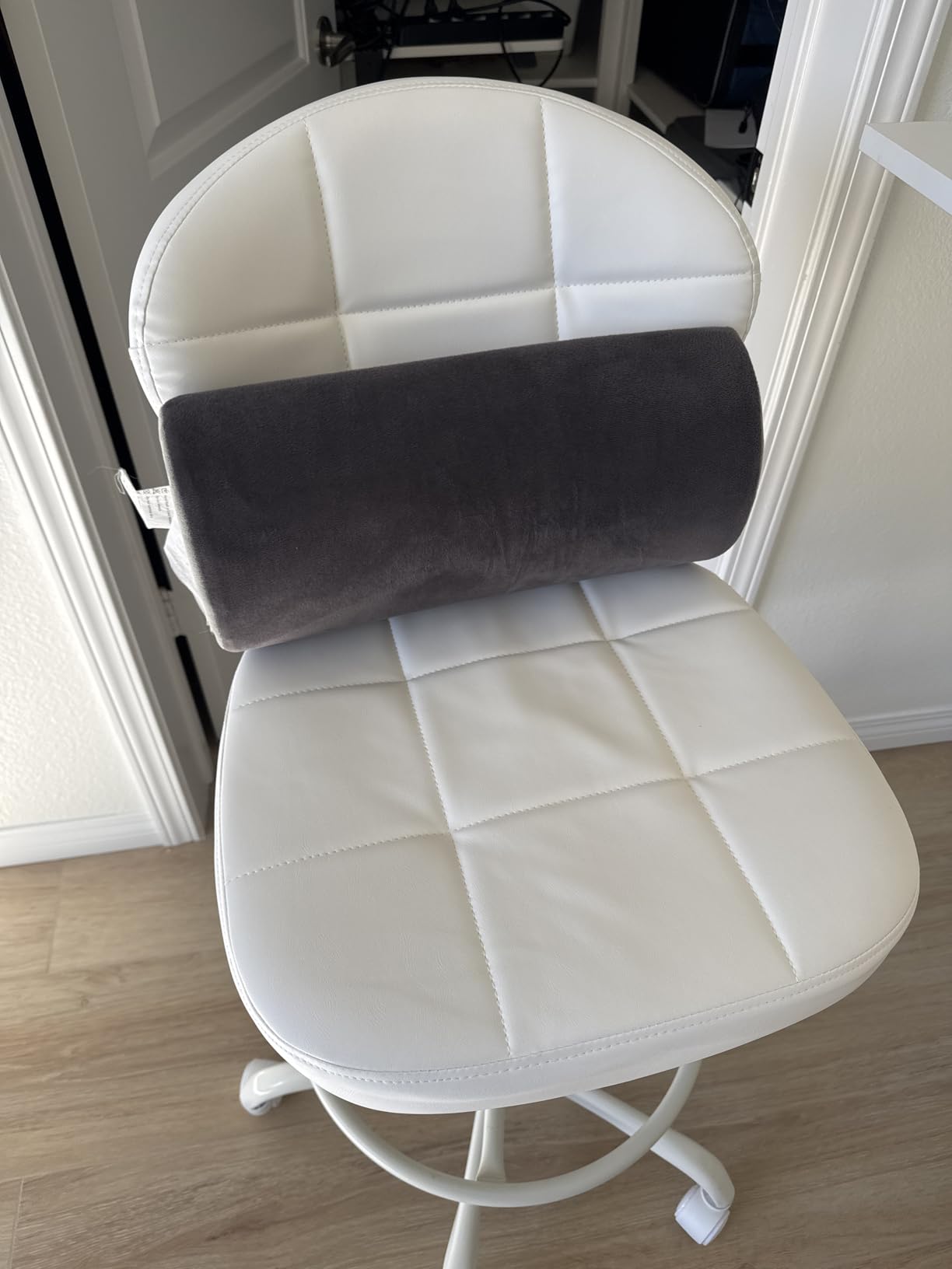 Misolant Drafting Chair Without Arms, Tall Office Chair with Footrest Ring for Standing Desk, Small Faux Leather Executive Office Chair with Adjustable Height customer photo 1