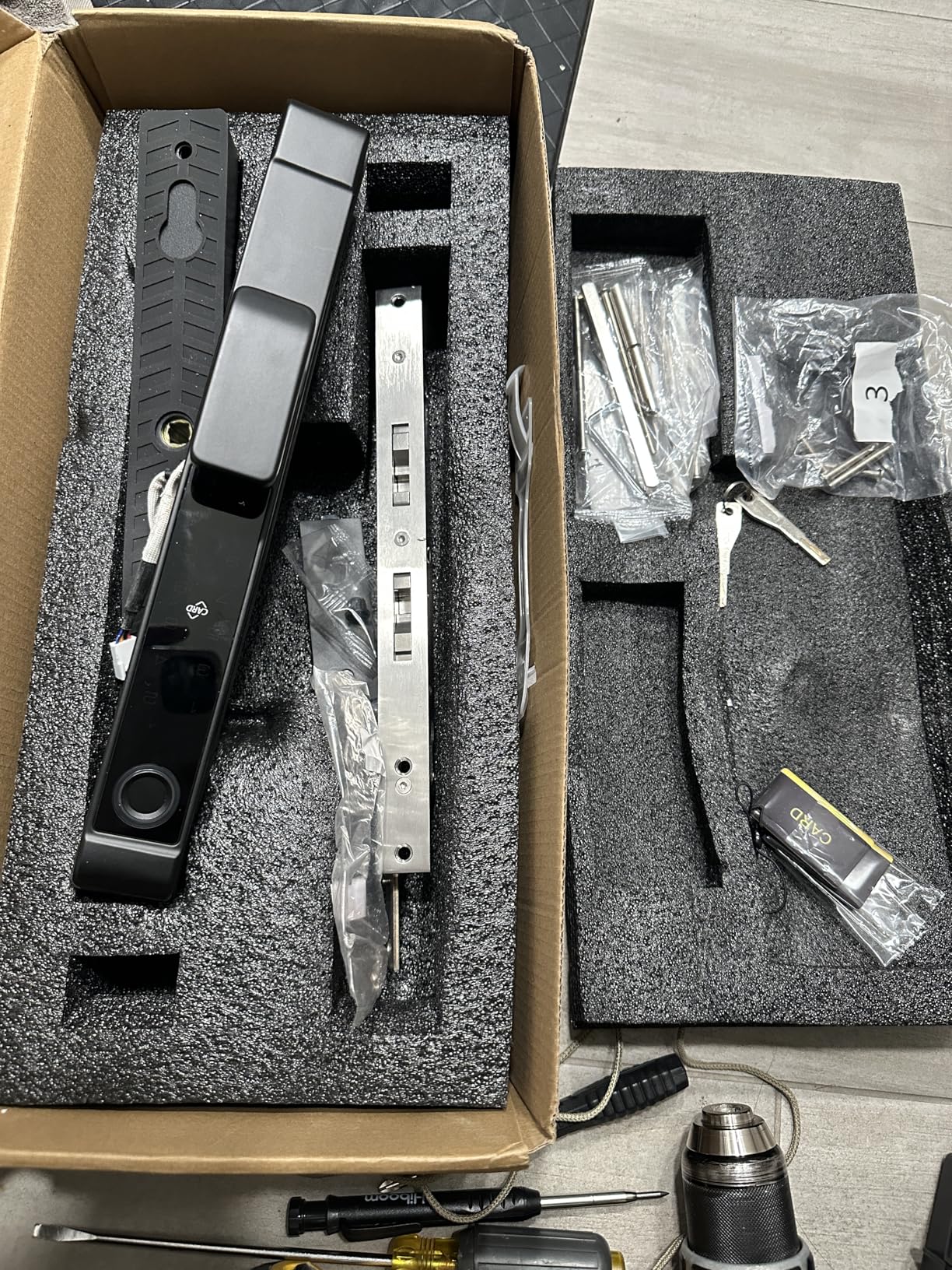 Sliding Glass Door Lock, Eseesmart Sliding Door Smart Lock with Fingerprint Code Keypad RFID Card Bluetooth App Key, Electronic Digital Biometric Keyless Entry Patio Door Lock with Handle customer photo 2