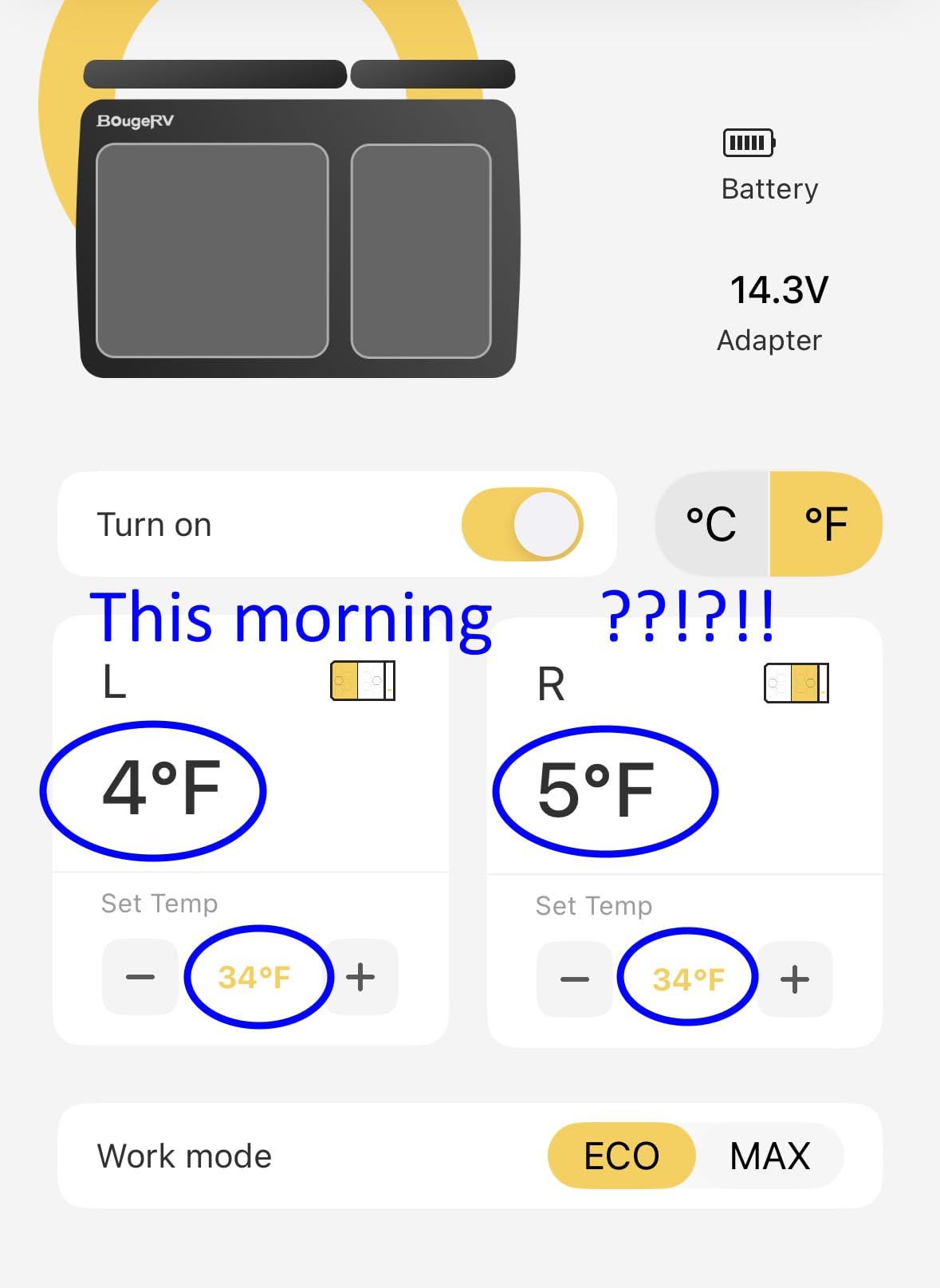 BougeRV 12 Volt Car Refrigerator, CRD2 43 Quart Portable Fridge Freezer with APP Control, -4°F to 68°F Dual Zone Compressor Electric Cooler for Overlanding customer photo 1