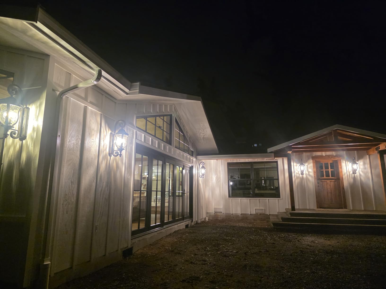 Large Outdoor Pendant Light Fixtures, 23.6'' Exterior Hanging Lantern Porch Light Adjustable, Black Hanging Lamp Farmhouse Exterior Chandelier Ceiling Mount for Entrance Patio customer photo 2