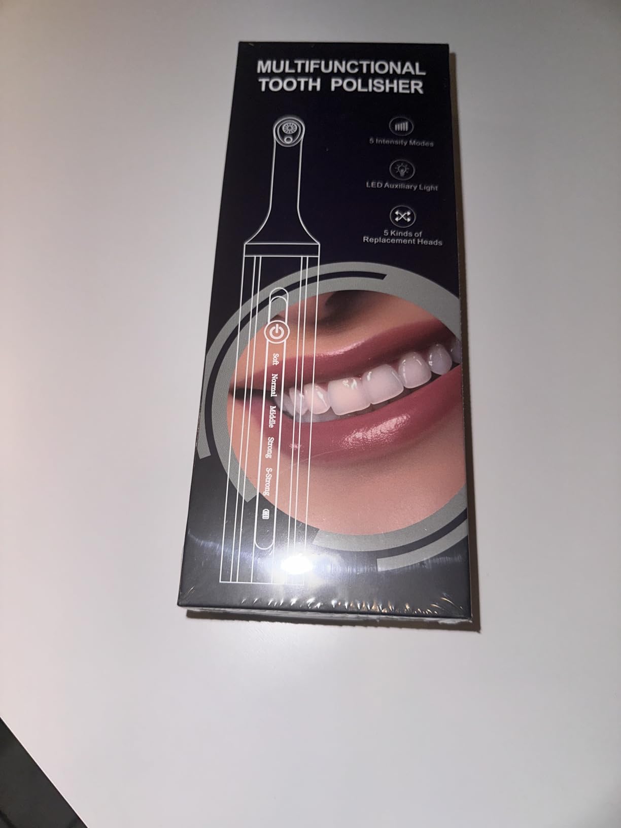 Plaque for Teeth Whitening Tools Electric Tartar Polishing Cleaning Kit with LED Light 5 Speed Modes with 5 Replacement Brush Heads (Black) customer photo 1