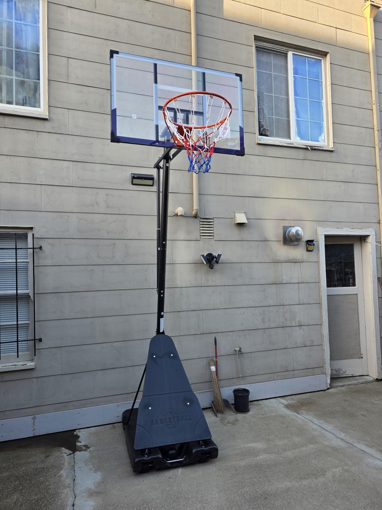 TONBUX Basketball Hoop Outdoor 44/48/54 Inch Shatterproof PC Backboard, 5.25-10FT Adjustable Height Basketball Goal System, Upgraded Four-Support Rod Triangular Frame with Rebound Board customer photo 1