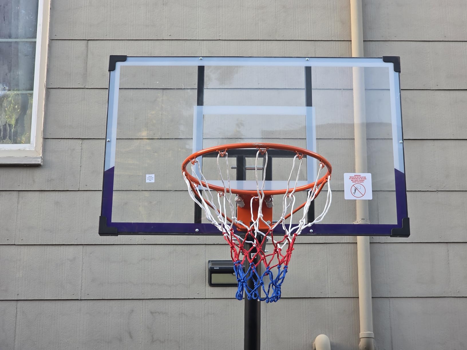 TONBUX Basketball Hoop Outdoor 44/48/54 Inch Shatterproof PC Backboard, 5.25-10FT Adjustable Height Basketball Goal System, Upgraded Four-Support Rod Triangular Frame with Rebound Board customer photo 2