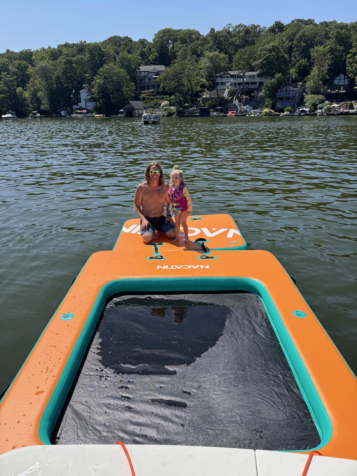 Inflatable Floating Dock, Portable Inflatable Island Platform, with Air Pump, Repair Kit & Carry Bag, Inflatable Dock Platform for Swimming, Lake, Pool, Beach (10FT x 7.2FT) customer photo 2
