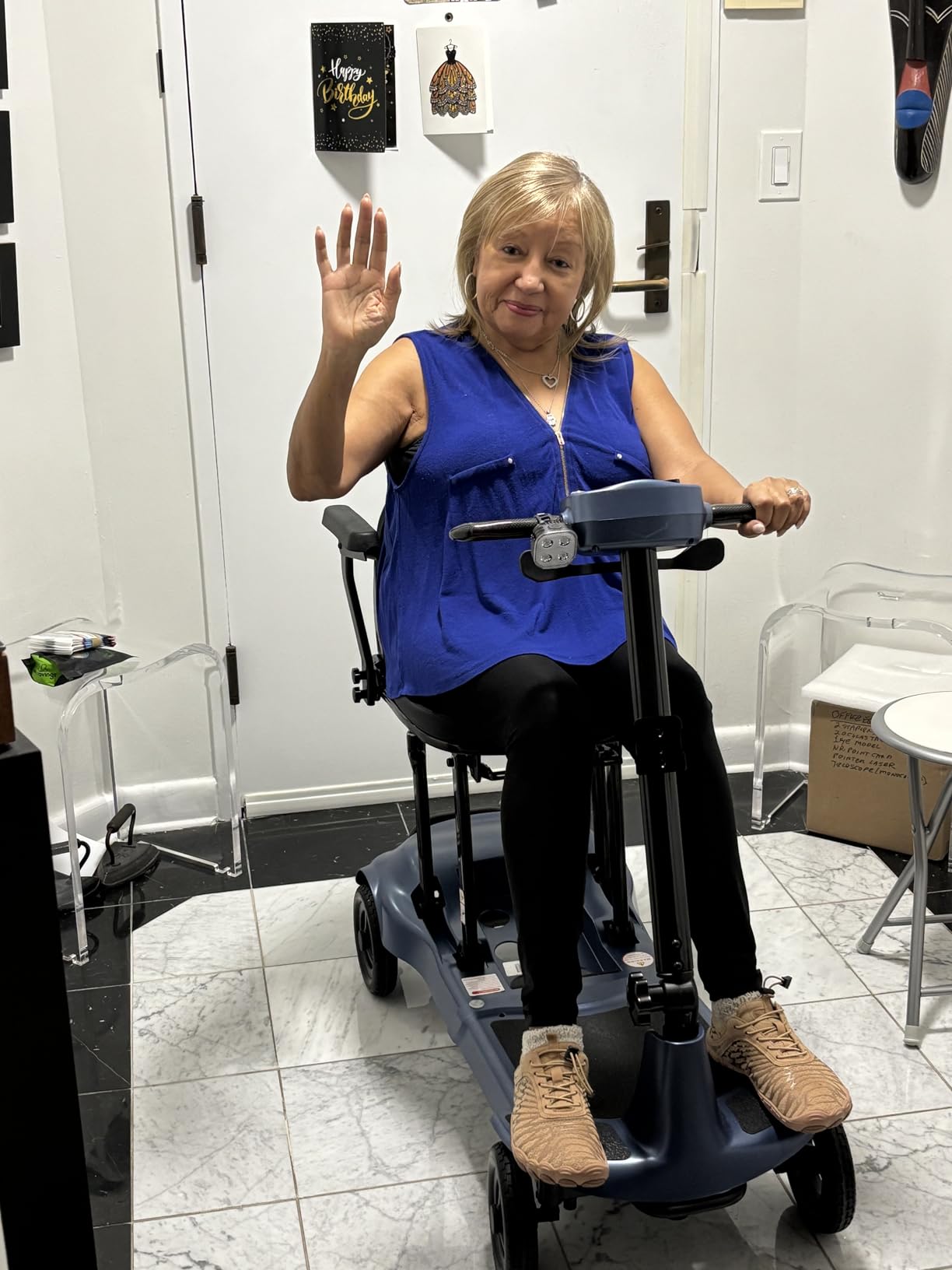 Mobility Scooters for Adults & Seniors - Ultra Lightweight 27.5 lbs Carbon Fiber Folding Electric Scooter - Airlines Approved All-Terrain Portable Scooter with Basket and Charger Included-Blue customer photo 2