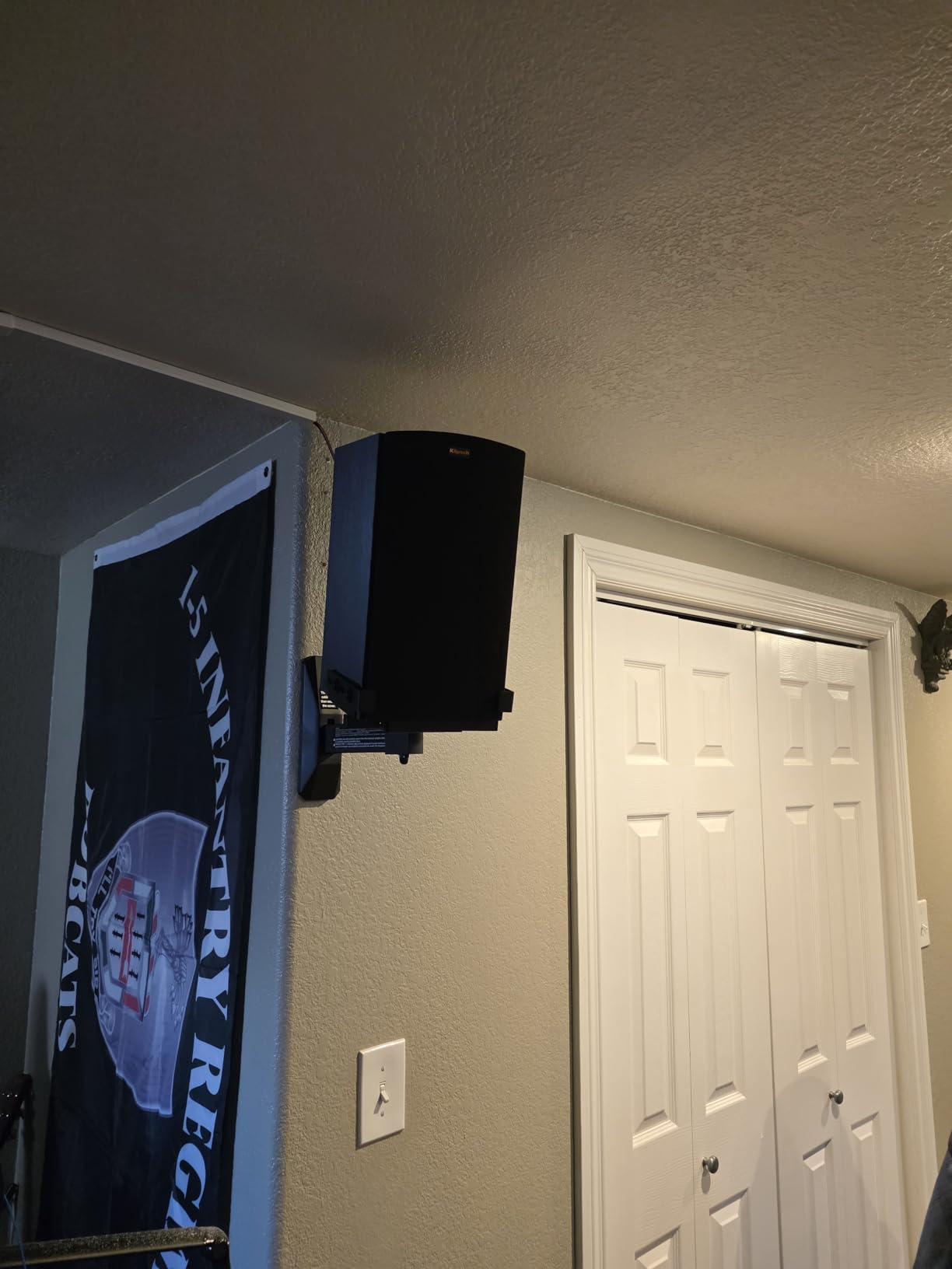 Perlegear Speaker Wall Mounts, Bookshelf Speaker Mounting Brackets with Dual Side Stable Clamp Design, Wide Tilt and Swivel Shelf for Large Surrounding Sound Speakers, Up to 55 lbs, 1 Pair customer photo 2
