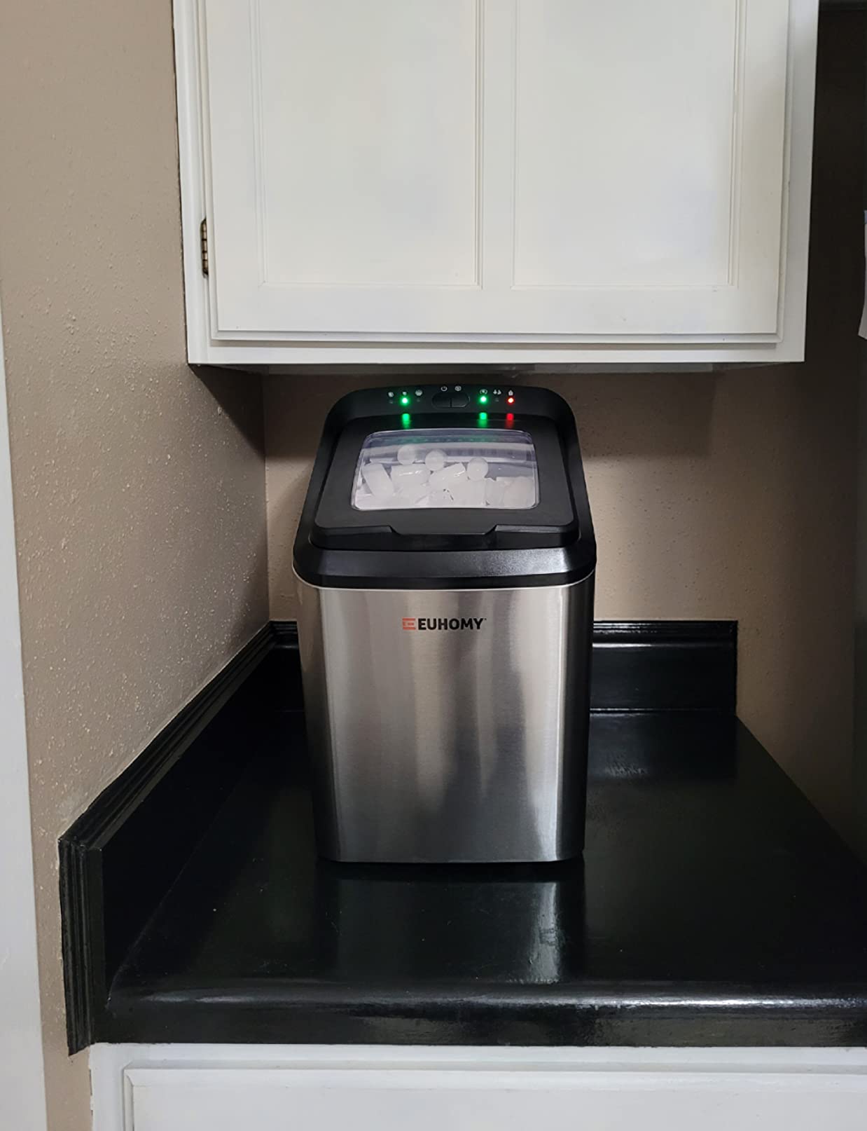 EUHOMY Nugget Ice Makers Countertop, Ready in 8 Mins, 35lbs/24H, Self-Cleaning, Portable Ice Maker Machine with Ice Scoop & Basket, Sonic Ice Maker with Chewable Pellet Ice for Home/Party/RV/Camping customer photo 2