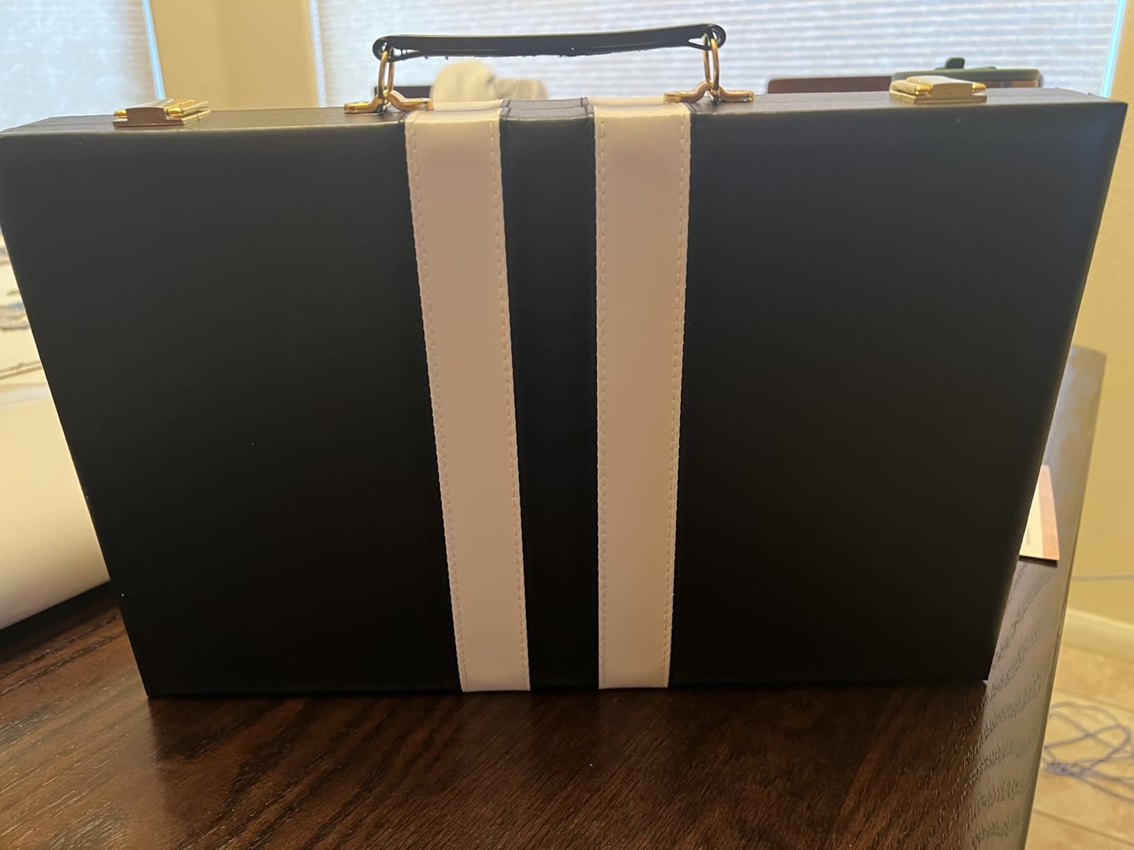 Backgammon Sets for Adults - 15-Inch Black PU Leather Board Game Set - Classic 2-Player Travel Backgammon Set with 32 Playing Pieces, Dice, and Cups customer photo 2