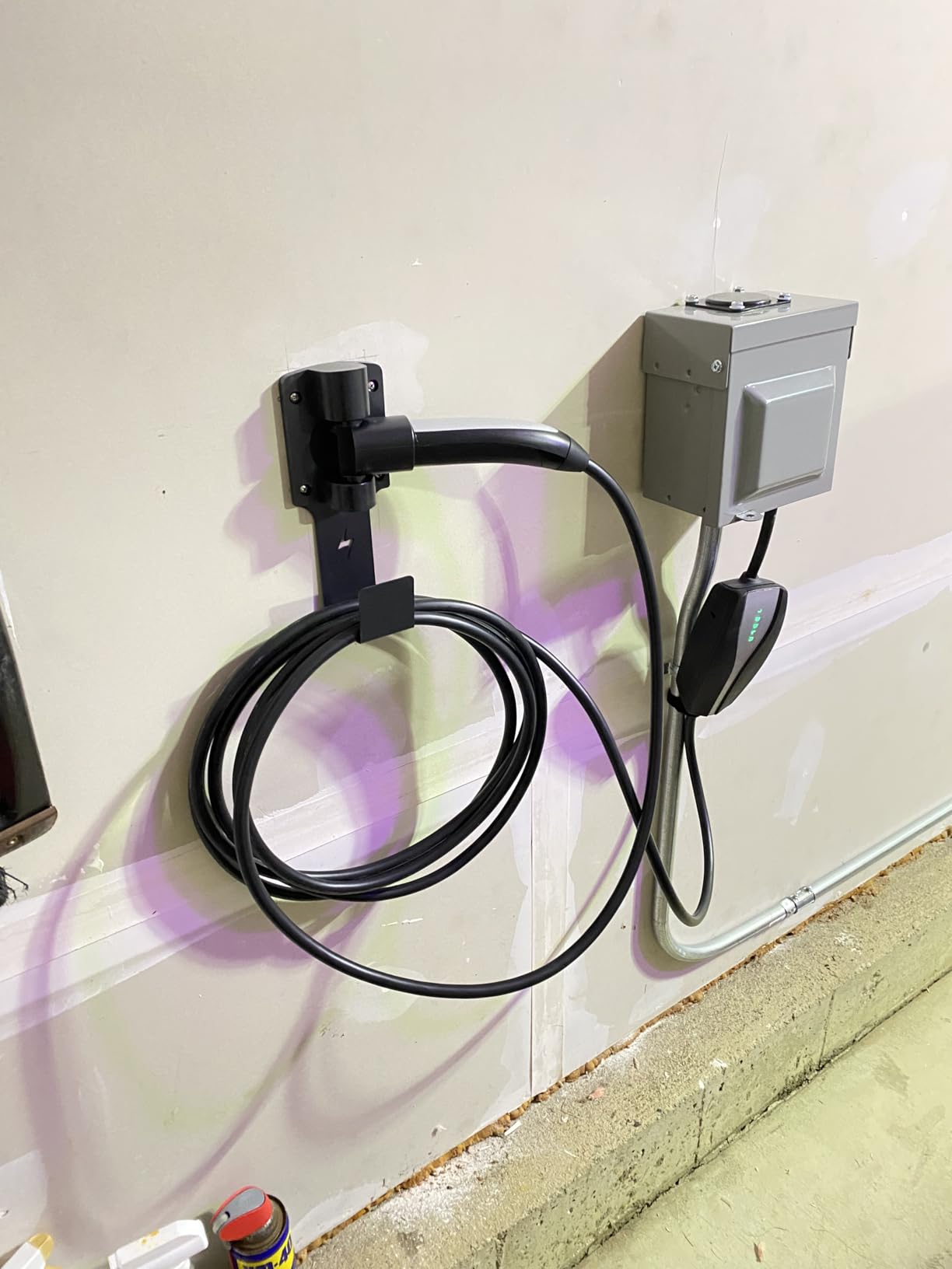 EV Charger Holder, with 180° Rotation Nozzle Dock, Metal J-Hook for SAE J1772 Charger Holder Organizer Wall-Mount Connector Electric Vehicle Charging Cable Car Accessories customer photo 2