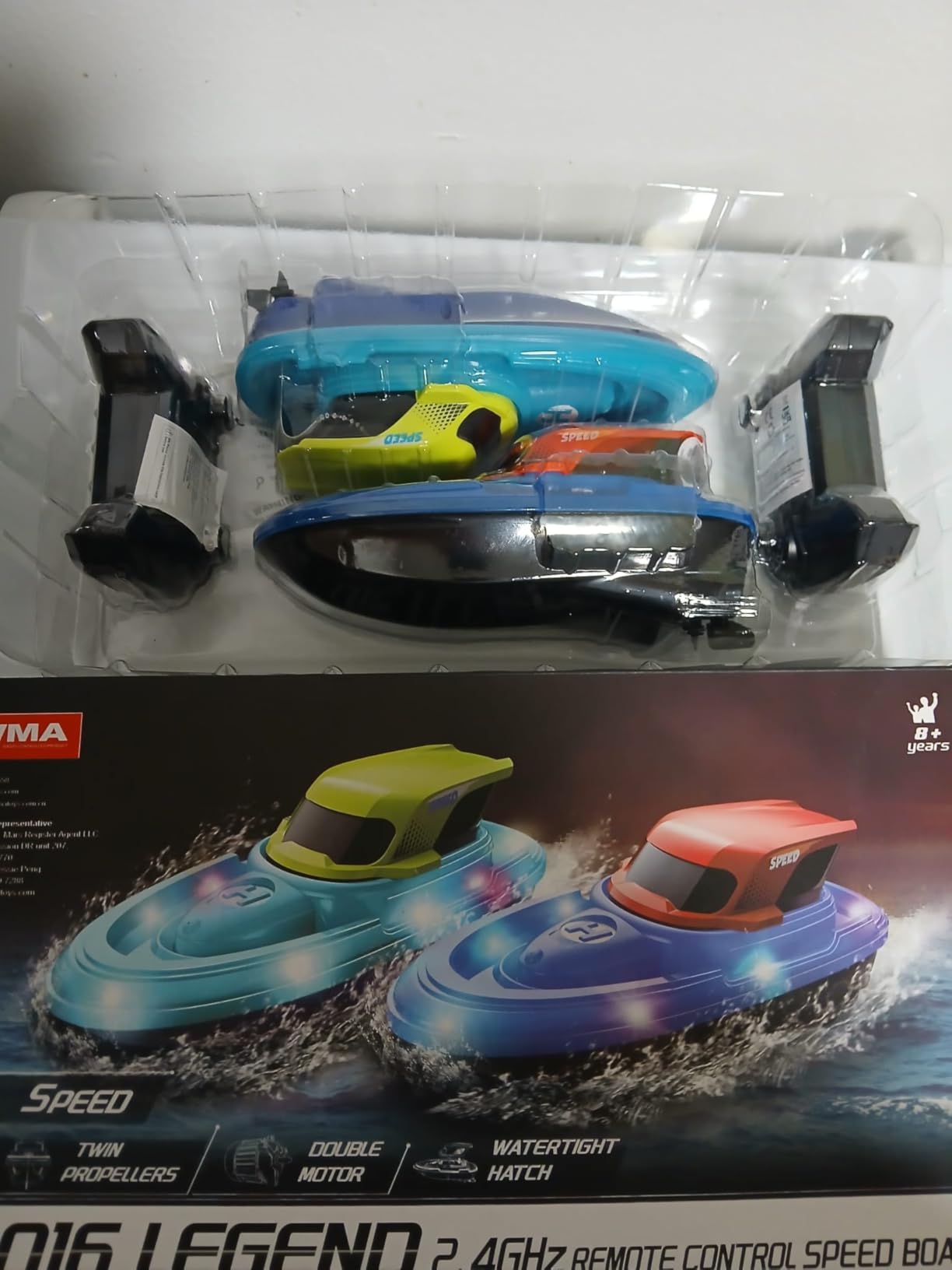 SYMA RC Boats 2 Pack for Kids 8-12, Remote Control Boat for Pool with LED Lights, 40 Mins Playtime (2 Batteries) & One-Key Water Spray, Summer Gifts Toys for Boys and Girls customer photo 2