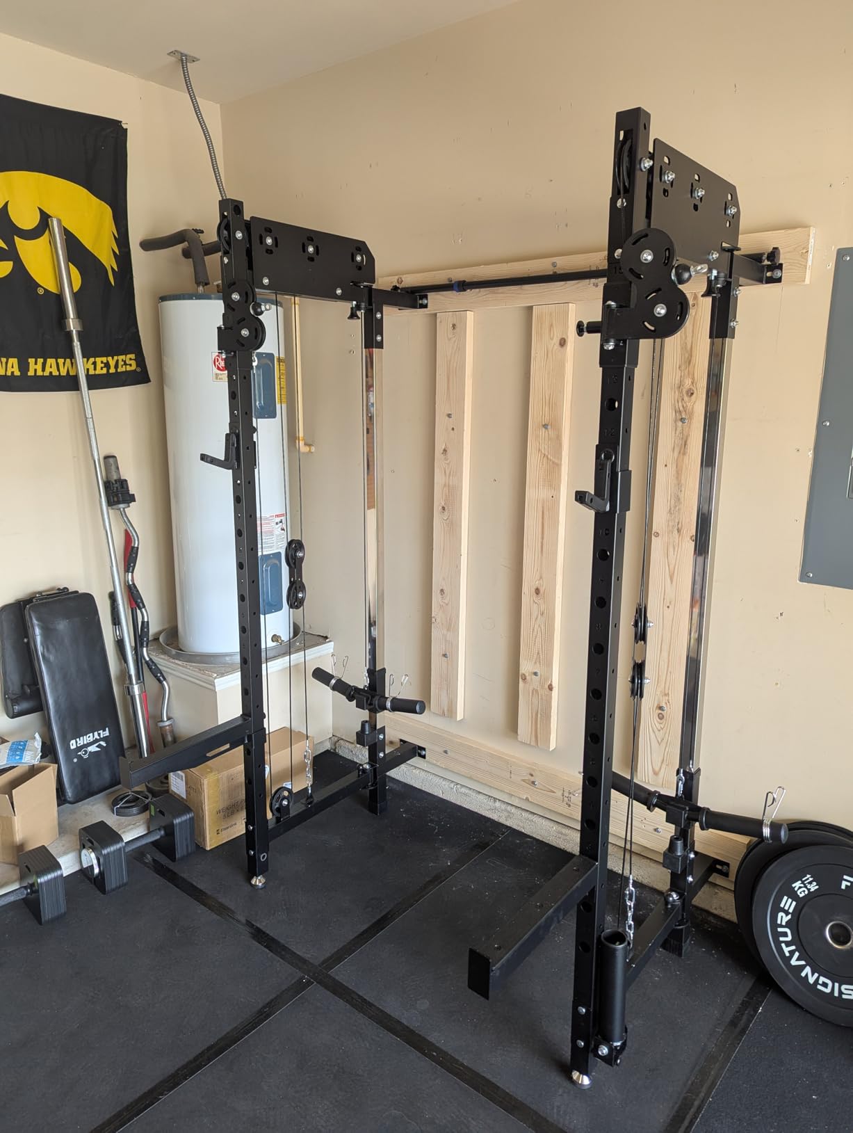 WM3-V4 Folding Squat Rack, Wall Mounted Power Rack with Dual Independent Pulley System, Functional Trainer with 5 Adjustable Function Modes for Space Saving customer photo 1