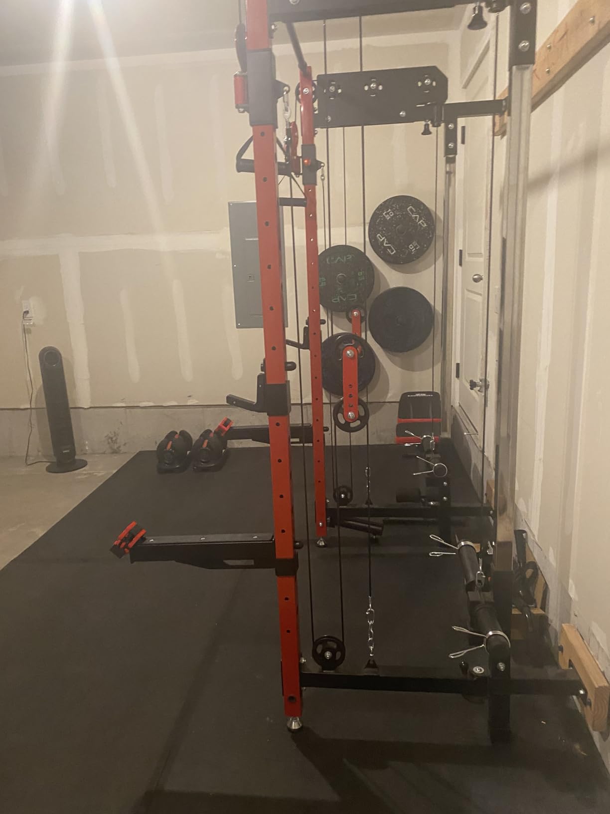 WM3-V4 Folding Squat Rack, Wall Mounted Power Rack with Dual Independent Pulley System, Functional Trainer with 5 Adjustable Function Modes for Space Saving customer photo 2