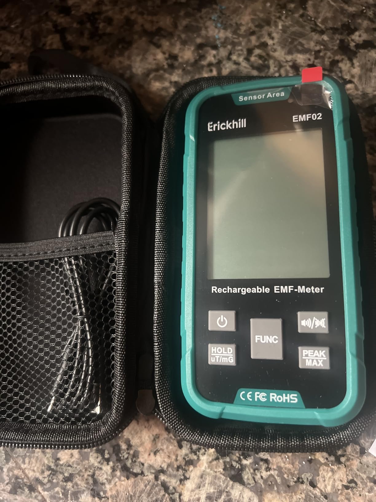 ERICKHILL EMF Detector, 3-in-1 Portable EMF Meter and Radiation Detector for RF, EF, MF and WiFi Signal- EMF Reader with 3-Color Sound-Light Alarm, Rechargeable Battery for Home, Office and Ghost Hunting customer photo 1
