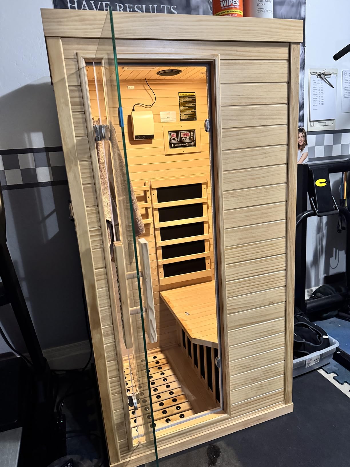 1350W Far Infrared Home Sauna, Energy-Efficient Fast-Heating Indoor Sauna Room with Bluetooth & 7-Color Therapy, Canadian Hemlock Wood, Modular Design - Ideal for Home Gym, Family Relaxation customer photo 1