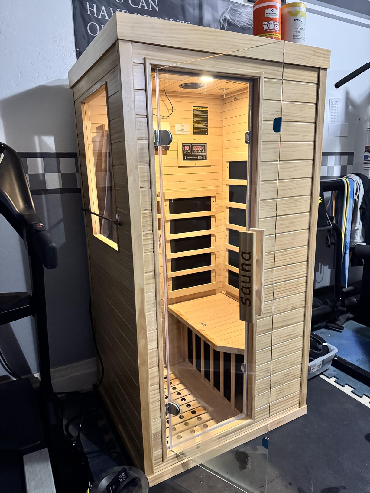 1350W Far Infrared Home Sauna, Energy-Efficient Fast-Heating Indoor Sauna Room with Bluetooth & 7-Color Therapy, Canadian Hemlock Wood, Modular Design - Ideal for Home Gym, Family Relaxation customer photo 2
