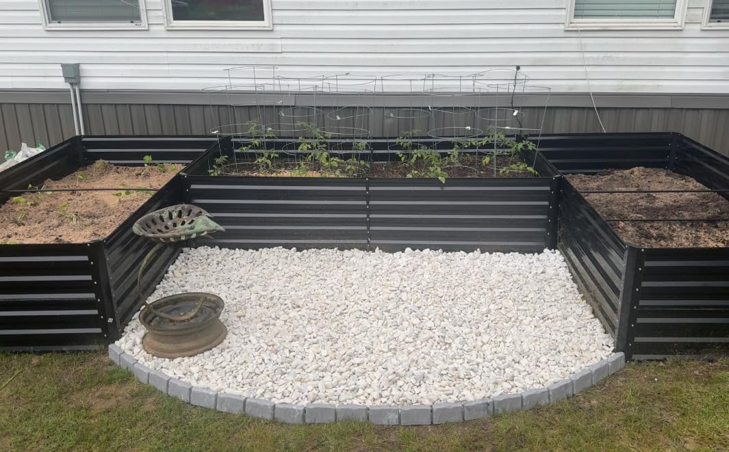 YITAHOME 96x48x24 in Galvanized Raised Garden Bed Kit, Large Metal Planter Box with Gloves, Safety Rubber & Support Rod, Outdoor Flower Bed for Plants Vegetables, Black customer photo 1