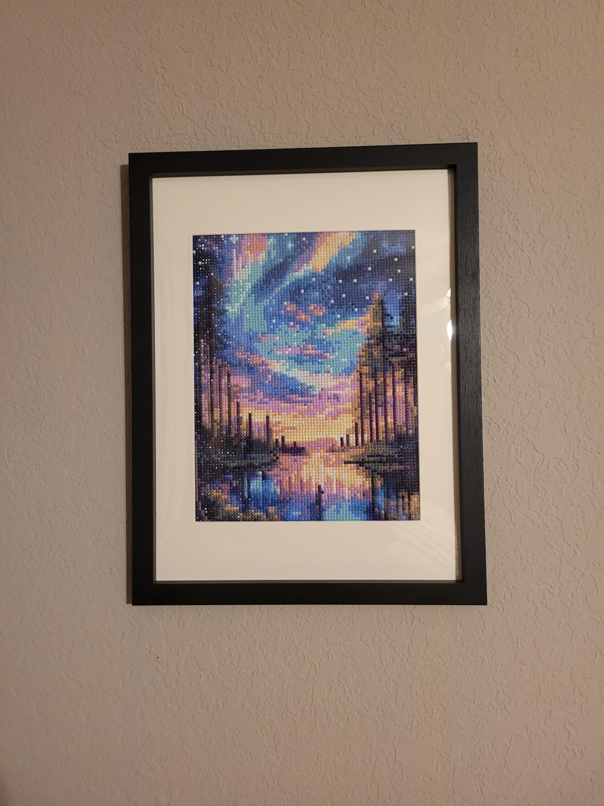 Offito Starry Sky Diamond Art Kits for Adults, 5D Aurora Lake Diamond Painting Kits for Beginners, Fantastic Landscapes DIY Full Drill Dots Gem Art Paint for Home Wall Decor 12 x 16 Inch customer photo 2