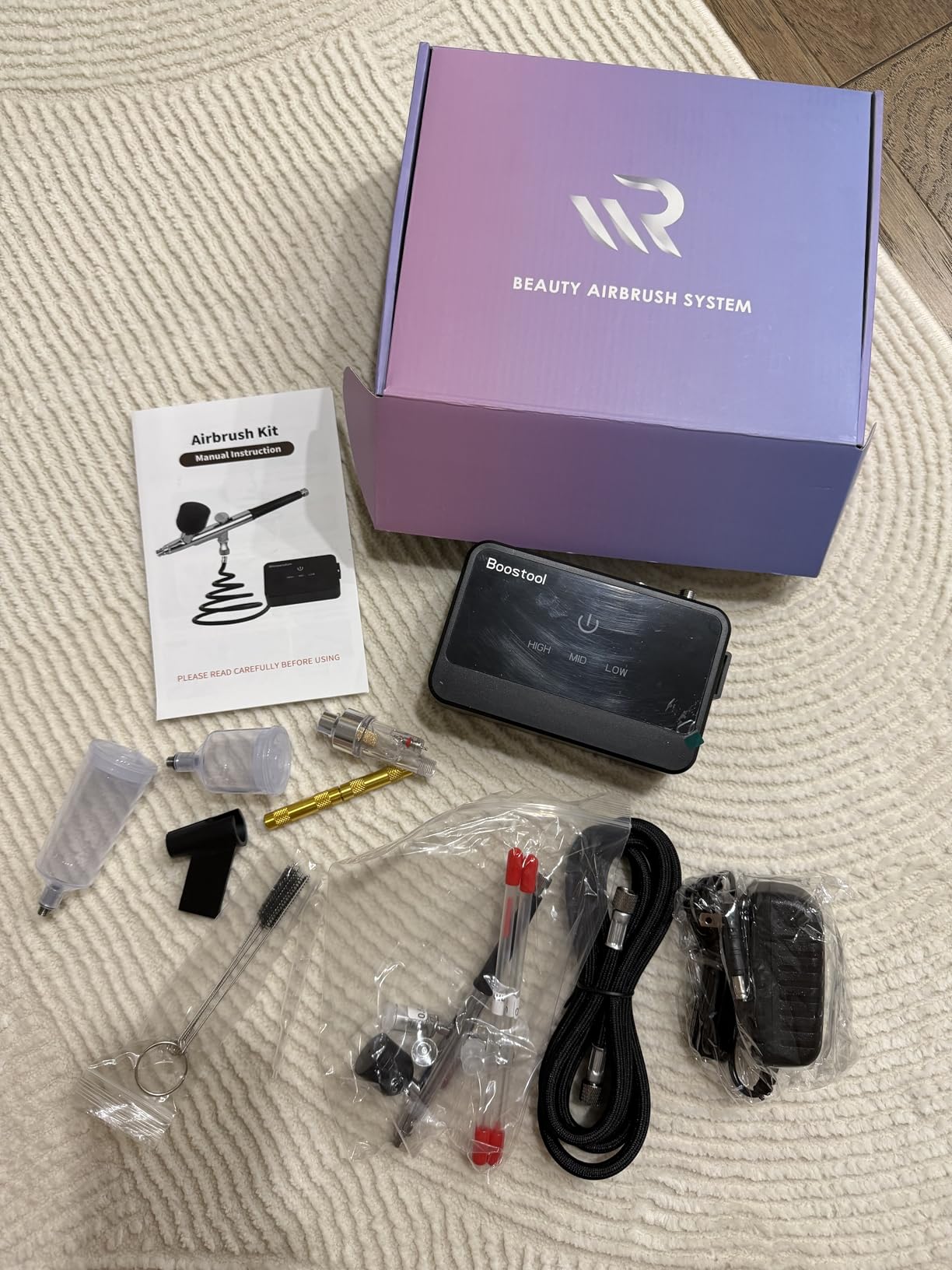 50 PSI Airbrush Kit with Air Compressor, High Pressure Portable Air Brush Gun with 0.2/0.3/0.5mm Nozzle/Cleaning Sets, Airbrush Spray Gun Set for Painting, Makeup, Cake Decor, Tattoo, Nails Art customer photo 2