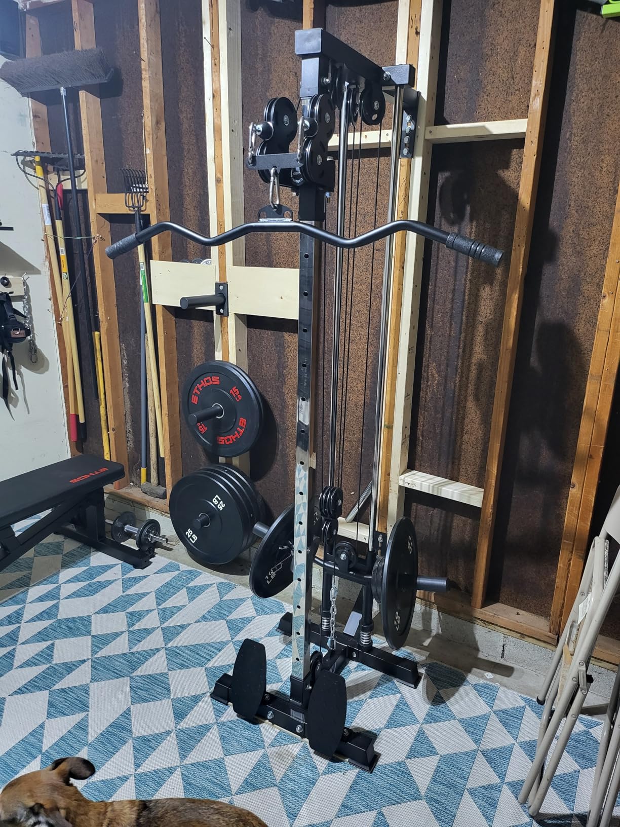 Wall Mount Cable Station, WM1 Cable Crossover Machine with 17 Positions, High and Low Cable Crossover Machine with Removable Footplate for Garage Home Gym customer photo 2