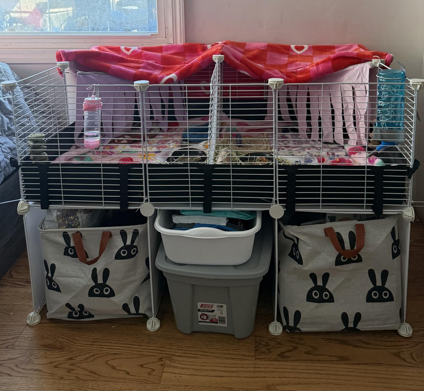 MEEXPAWS Guinea Pig Cages Small Animal Playpen with Waterproof PVC Liner & Washable Pee Pad & Storage Space, C&C Cage for Guinea Pigs, Hedgehog, Hamsters, Ferrets,Indoor Enclosure Wire Yard Playpen customer photo 2