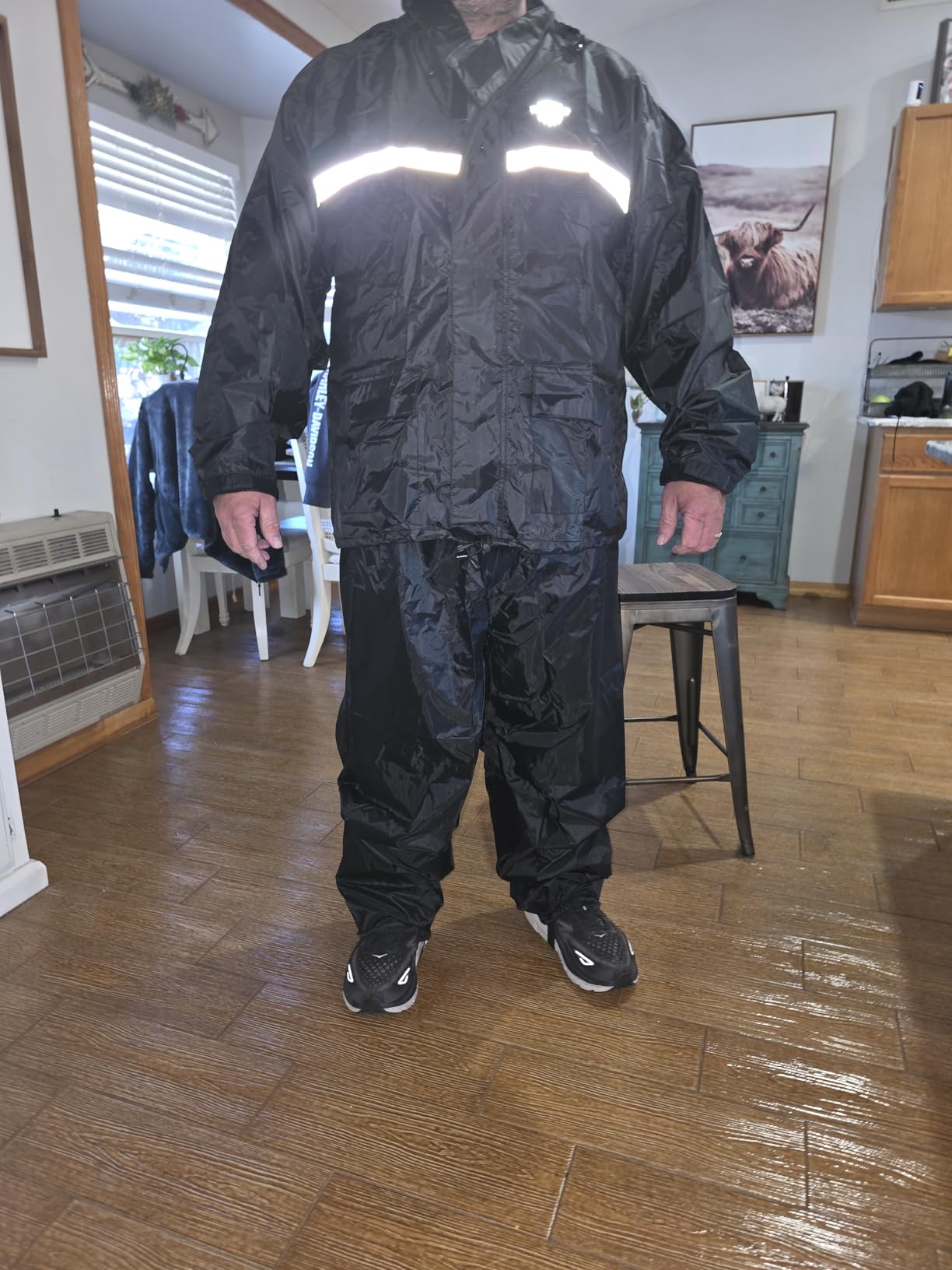 Waterproof Motorcycle Rain Suit, 2-Piece Reflective Gear, Lightweight Riding Jacket & Pants, Protective Raincoat with Hoodie customer photo 2