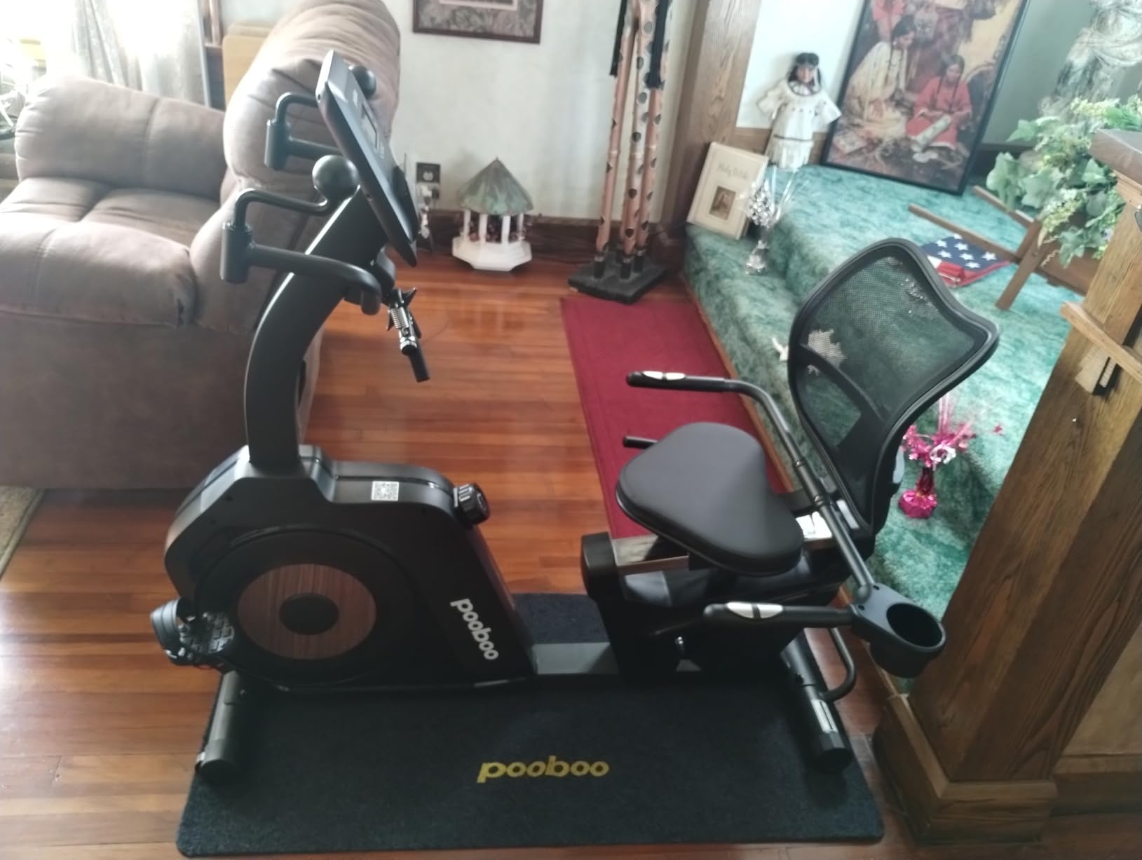 pooboo Recumbent Exercise Bike, Stationary Bikes for Home with Arm Exerciser, Magnetic Recumbent Bike with Ergonomic Backrest & Comfortable Seat, Smart APP, Pulse Sensor, 400LBS Weight Capacity customer photo 2