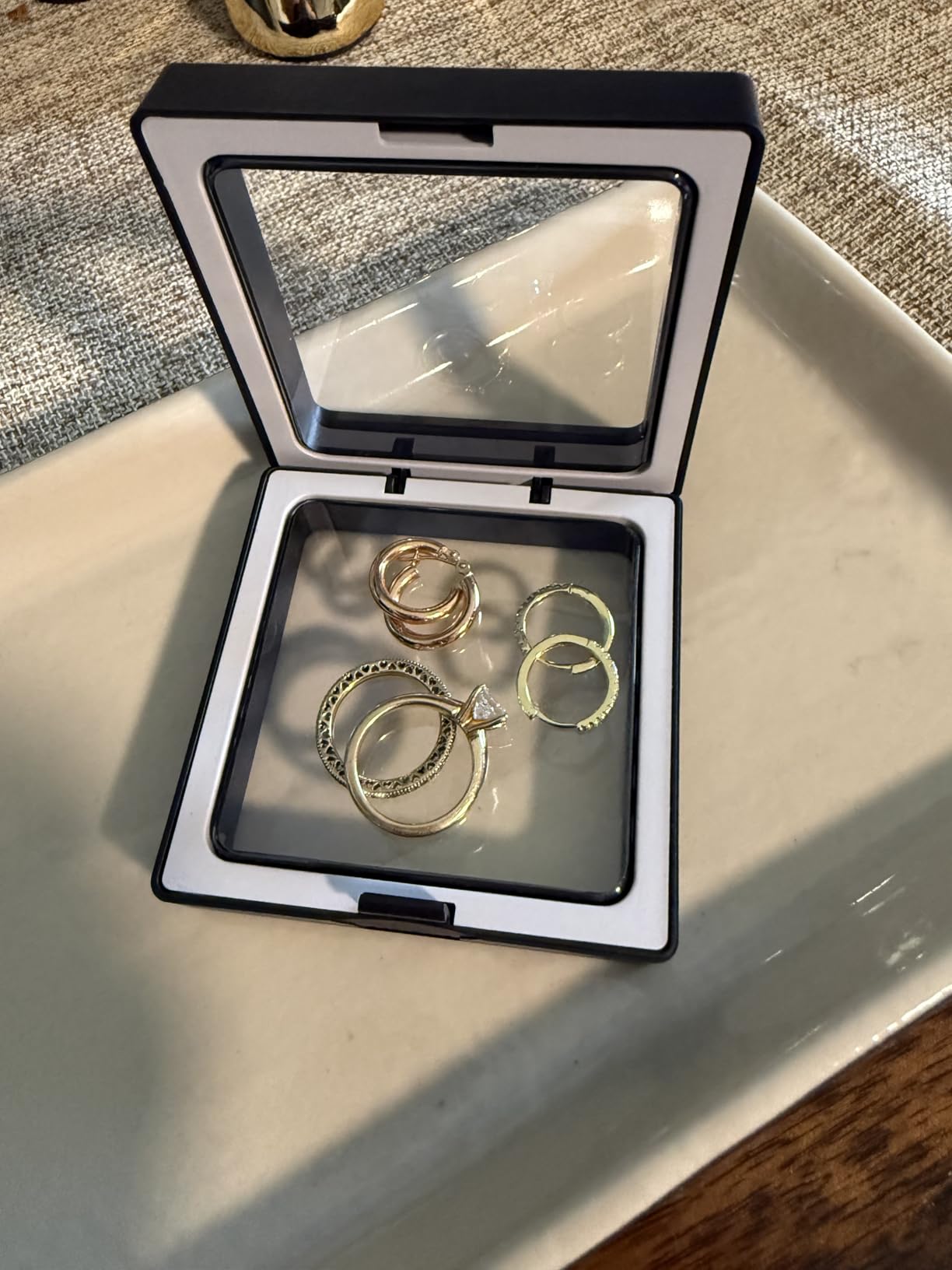 Black 3D Floating Frame Display Set of 10 - Challenge Coin Holder & Floating Display Case for AA Medals, Military Medals, Coins Collection, Jewelry, Badges - 2.75 x 2.75 x 0.78 Inches Each customer photo 2