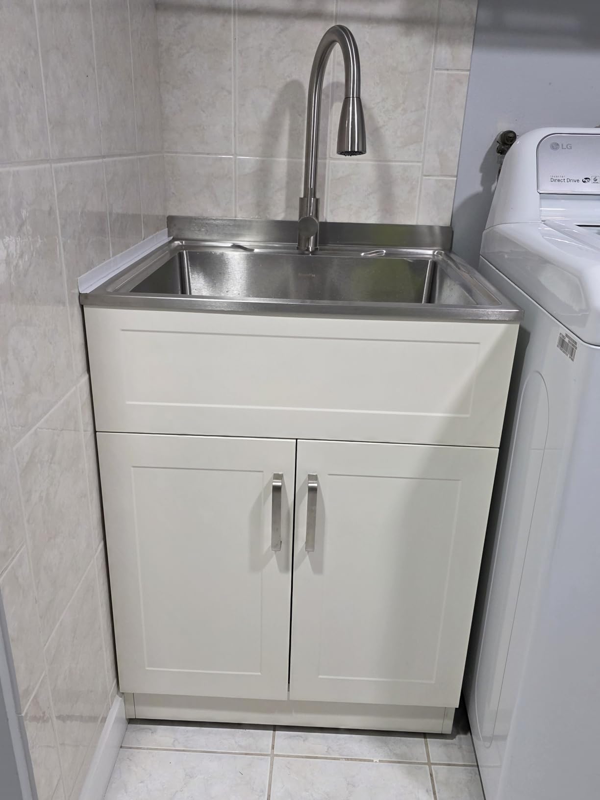 Laundry Sink with Cabinet, Full Body Durable Stainless Steel, 25-Inch Wider Stainless Steel Utility Sink, Multi-Use for Laundry, Kitchen, Bathroom, Garage customer photo 1