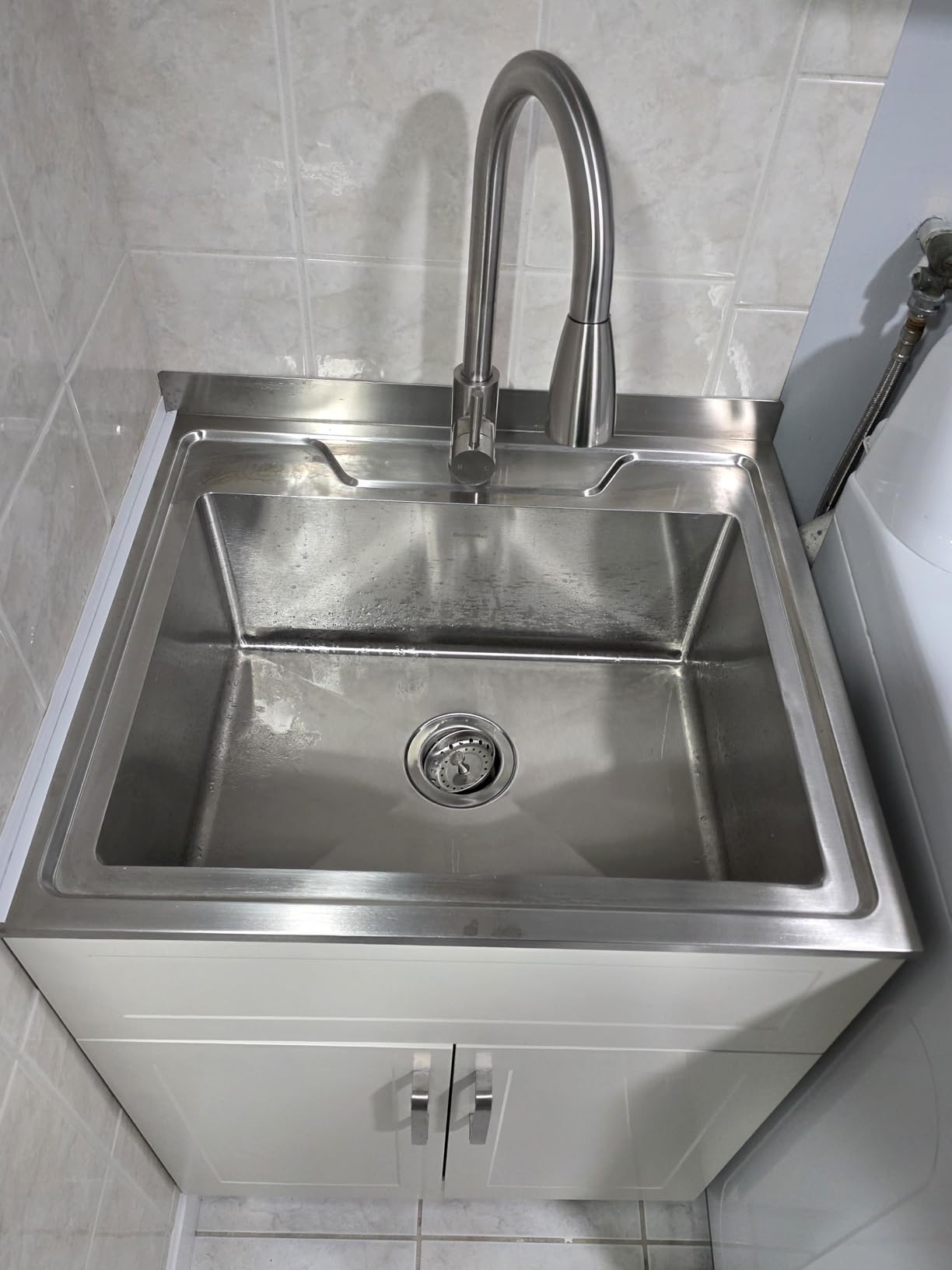 Laundry Sink with Cabinet, Full Body Durable Stainless Steel, 25-Inch Wider Stainless Steel Utility Sink, Multi-Use for Laundry, Kitchen, Bathroom, Garage customer photo 2