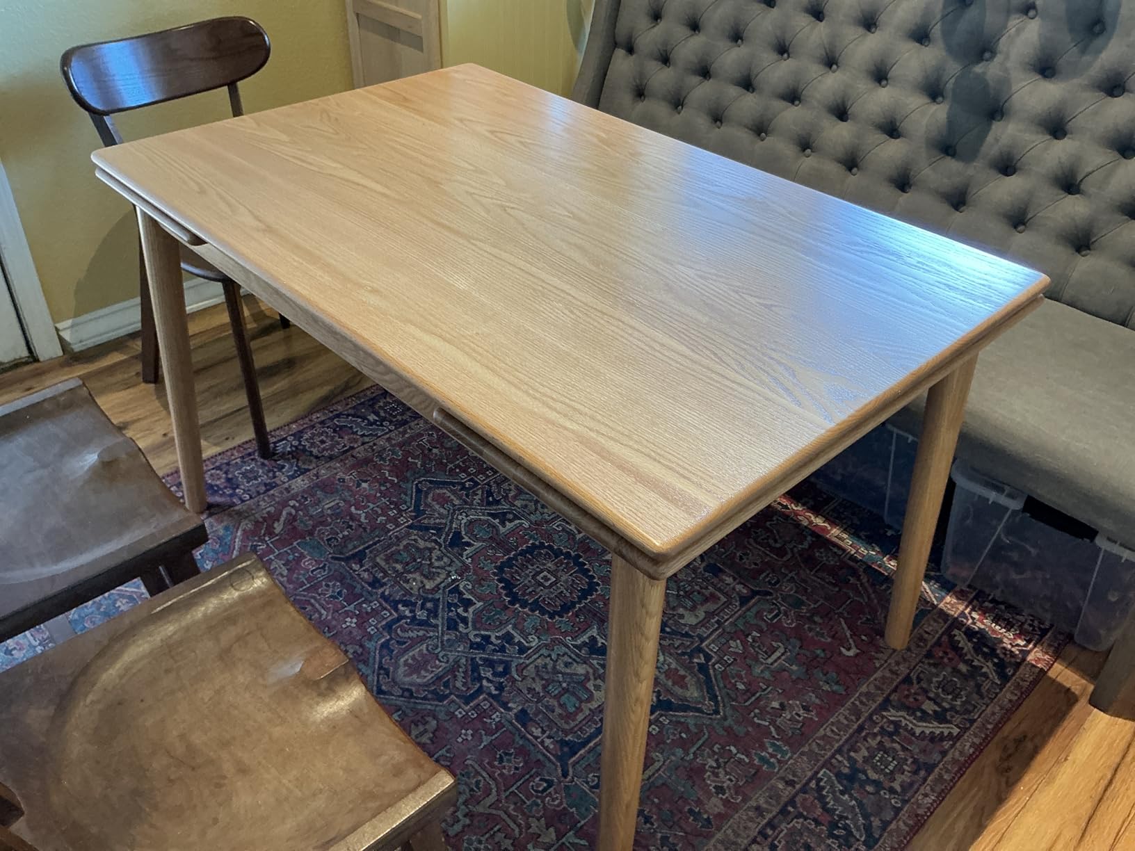 49.21''-76.77'' Extendable Dining Room Table for 6-10 Person, 100% Solid Wood Oak Dinner Kitchen Table, Mid Century Modern Dining Table for Kitchen, Living Room, Apartment (Natural) customer photo 1