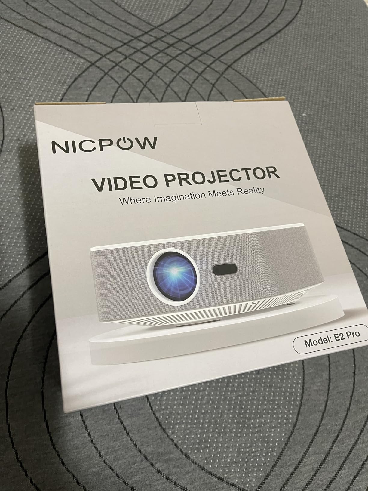 [1500 ANSI/Built-in APPs] Smart Projector with Wifi and Bluetooth: NICPOW 4K Outdoor Projector, Compatible with Netflix, Auto Focus & Keystone, Portable Proyector for Home & Outdoor Use, White customer photo 2
