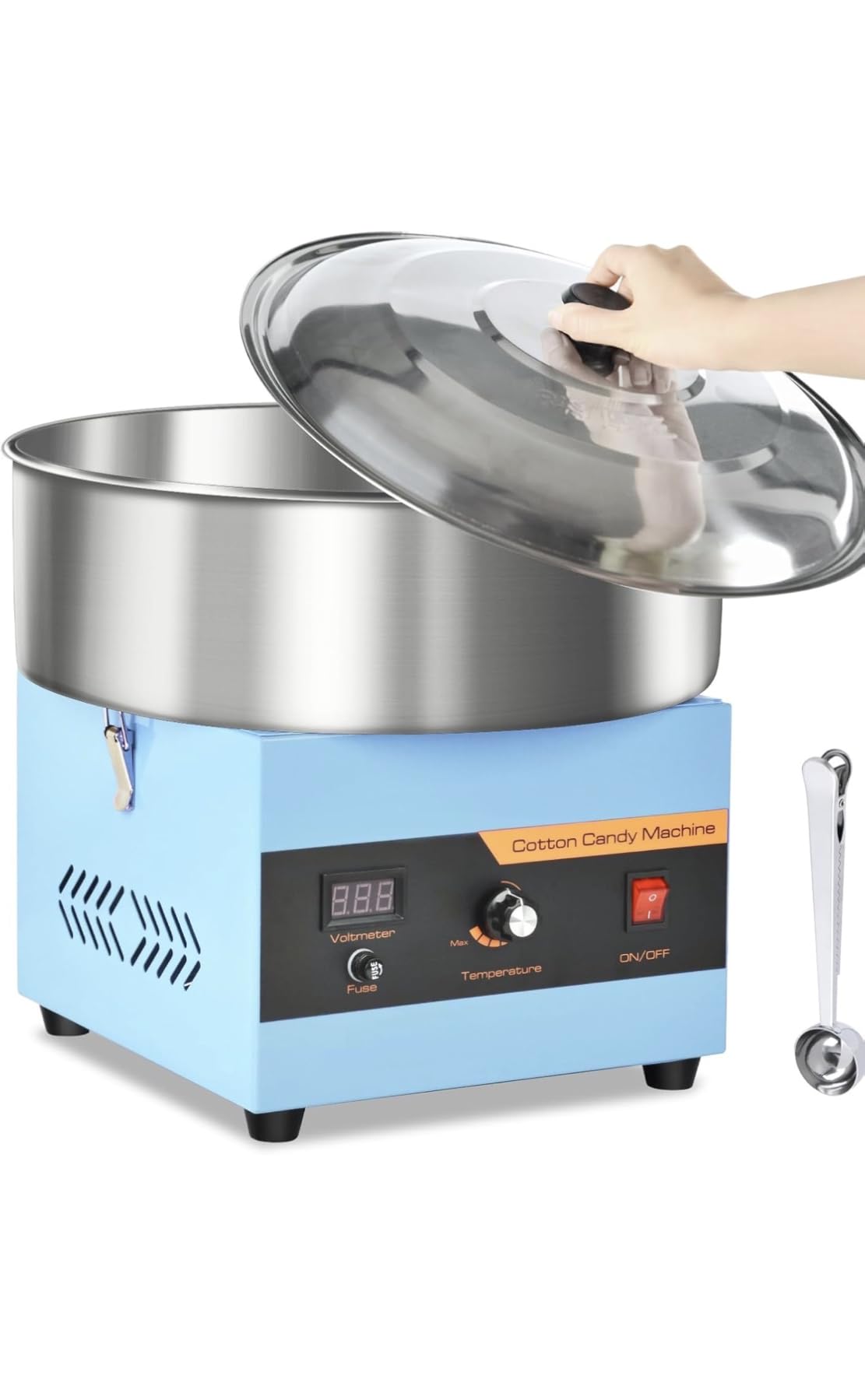 Cotton Candy Machine Commercial, 1000W Professional Cotton Candy Machine, Cotton Candy Maker with Stainless Steel Bowl, Bowl Cover and Sugar Scoop for Kids Birthday, Family Party, Festival (Pink) customer photo 2