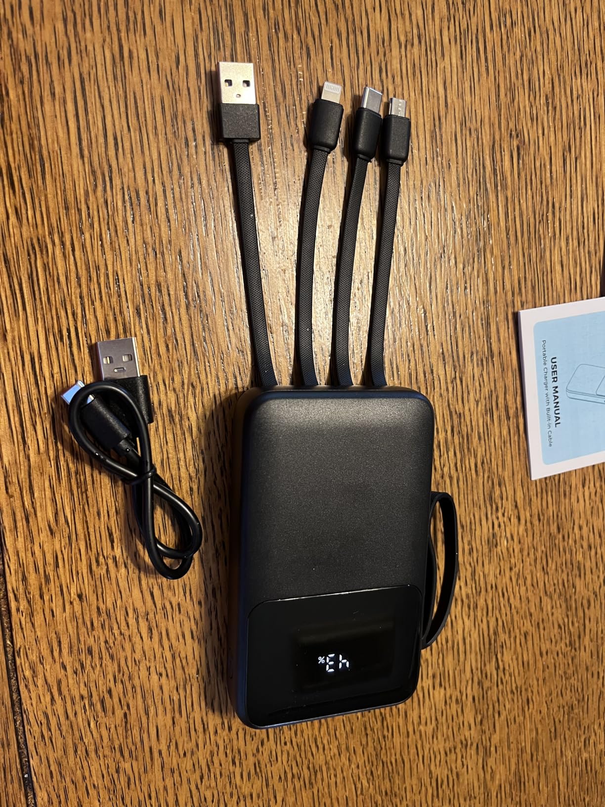 Power Bank, 15000mAh Portable Charger with Built in Cable, 22.5W Fast Charging, 6 Outputs, Slim Travel Essential Battery Pack with LED Display, Compatible with iPhone 17/16/15/14/13, iPad Black customer photo 1