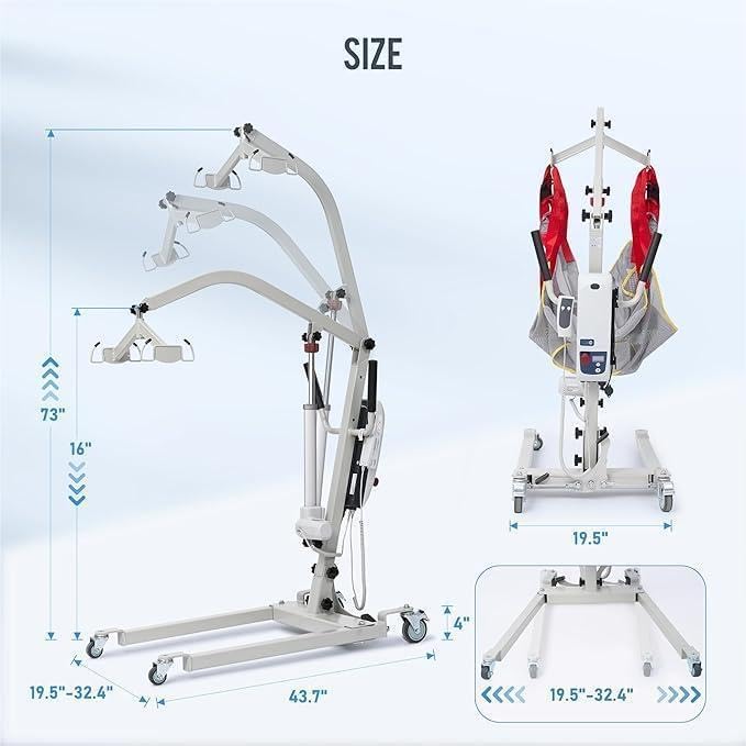 Careboda Electric Patient Lift, Medical Transfer Lifts for Seniors with Sling, Sit to Stand Lift for Elderly, Full Body Transfer Lift Chairs for Bed, Car, Wheelchair and Floor, 510LBS Weight Capacity customer photo 2