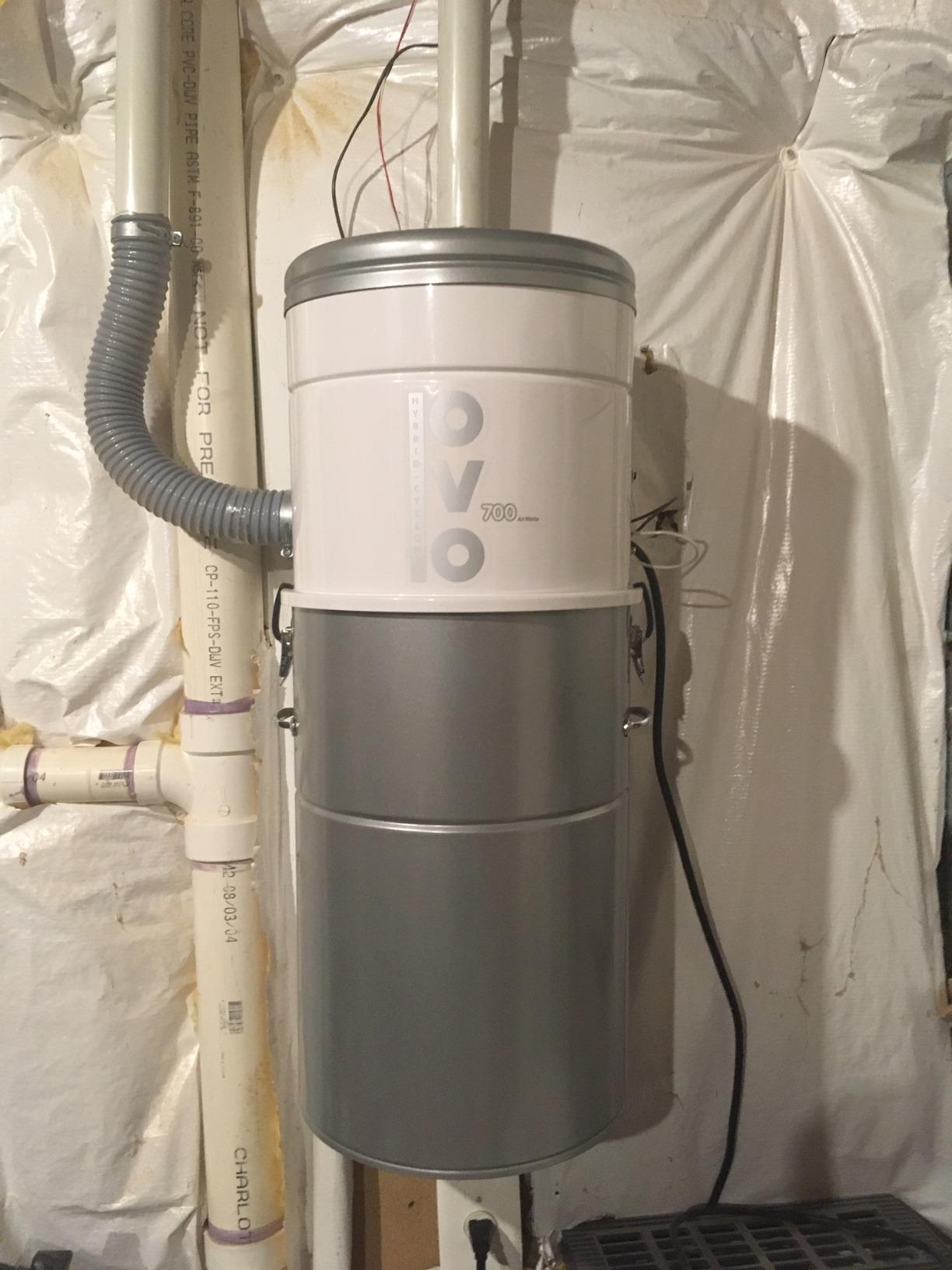 OVO Heavy Duty Powerful Central Vacuum System, Hybrid Filtration (with or Without Disposable Bags) 35L or 9.25Gal, 700 Air watts with 40ft Deluxe Accessory kit Included customer photo 1