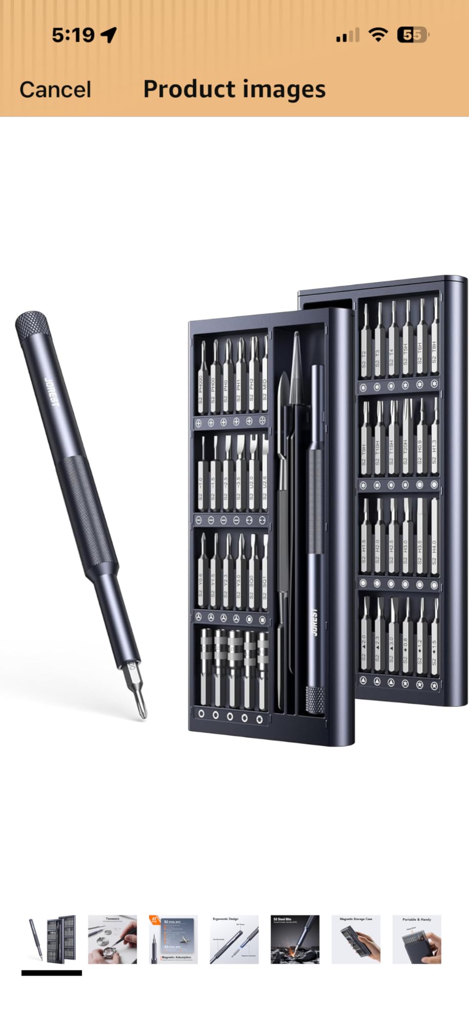 JOREST Mini Electric Screwdriver, Cordless Precision Screwdriver set with 38-in-1 Magnetic Bits, 5 Torque Settings, Repair Tool for iPhones, Laptop, Drone, Game Console, Camera customer photo 1