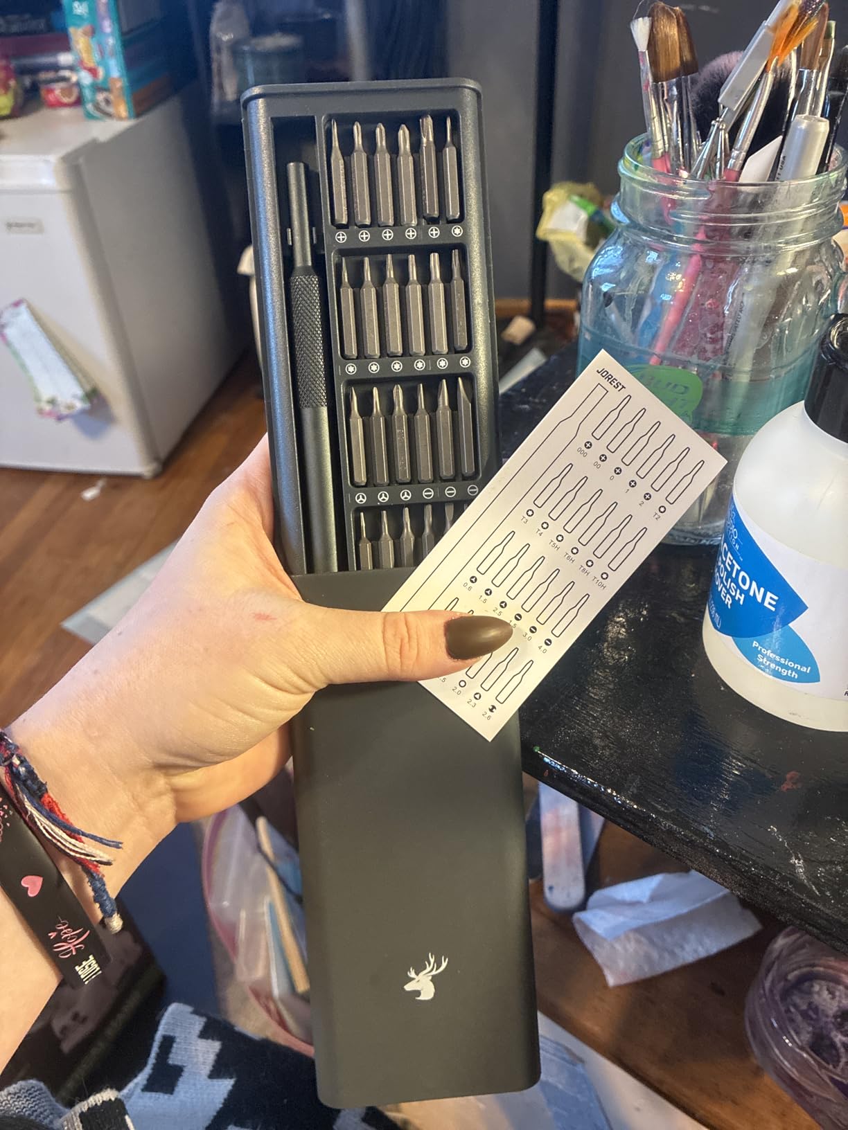 JOREST Mini Electric Screwdriver, Cordless Precision Screwdriver set with 38-in-1 Magnetic Bits, 5 Torque Settings, Repair Tool for iPhones, Laptop, Drone, Game Console, Camera customer photo 2