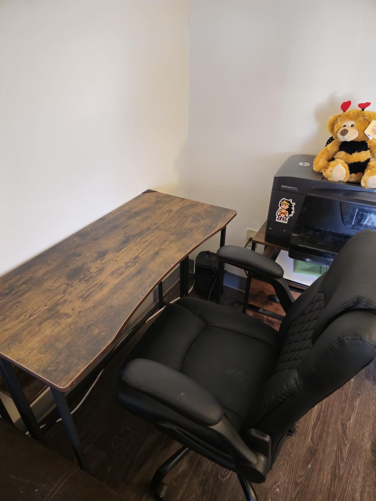 Huuger Folding Desk with Storage Shelf, 31.5 Inch Foldable Computer Table for Small Spaces, Space Saving Sofa Table for Couch, Writing Work Office Computer Desk, Easy to Fold, Rustic Brown customer photo 2