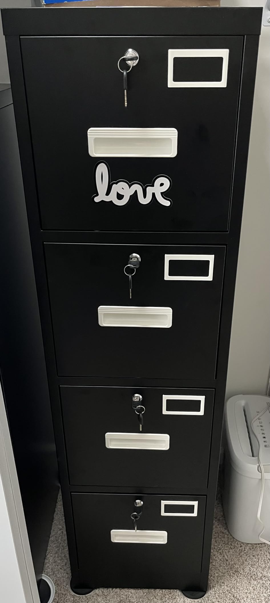 SUXXAN 4 Drawer File Cabinet, Metal Vertical Black Filing Cabinets with Locks Name Card Holder for Home Office, Assembly Required customer photo 1