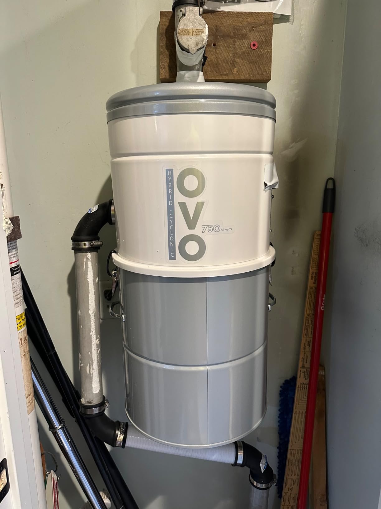 OVO Large and Powerful Central Vacuum System, 700 Airwatts Hybrid Filtration (with or Without Disposable Bags), Covers up to 7500 sq.ft, 6.6 Gal / 25L Bottom Load Rolled Steel Canister customer photo 2