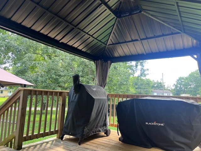 Aoxun Hardtop Gazebo 10x12, Aluminum Frame Canopy with Double Galvanized Steel Roof, Outdoor Gazebo with Breathable Netting and Privacy Curtain for Backyard customer photo 1