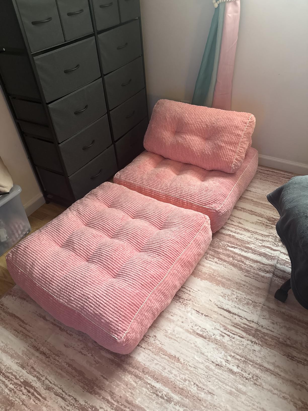 HABUTWAY Folding Sofa Bed, Convertible Sleeper Chair Bed w/Dual-Pillow & Handle, Foldable Floor Sofa Lounge w/Back Support for Living Room, Bedroom, Apartment, Office, Single, Beige customer photo 2