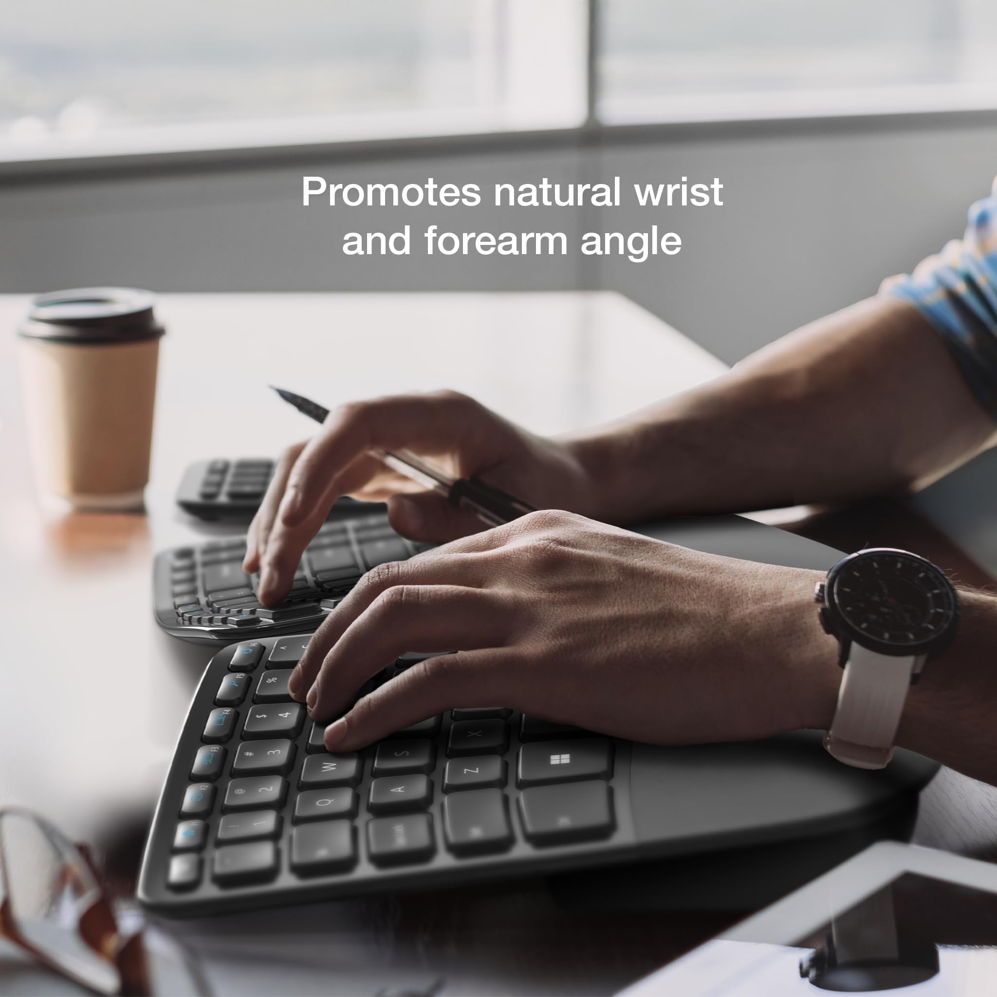 Incase Sculpt Ergonomic Keyboard - Designed by Microsoft - Split Keyset Design, Palm Rest, Contoured Layout, One-Touch Windows Button, AES 128-Bit Encryption, Includes Separate Number Pad - Black customer photo 2
